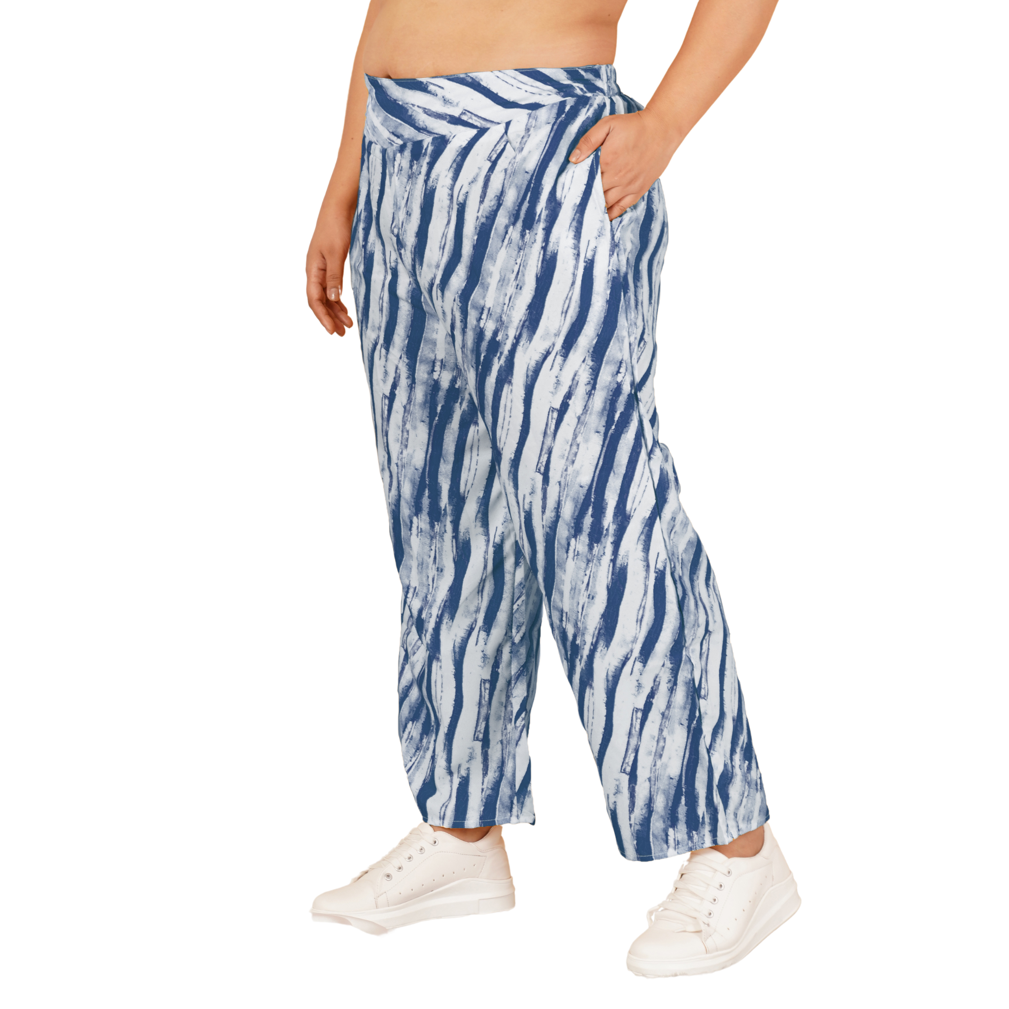 Blue Leheriya Print Plus Size Trousers