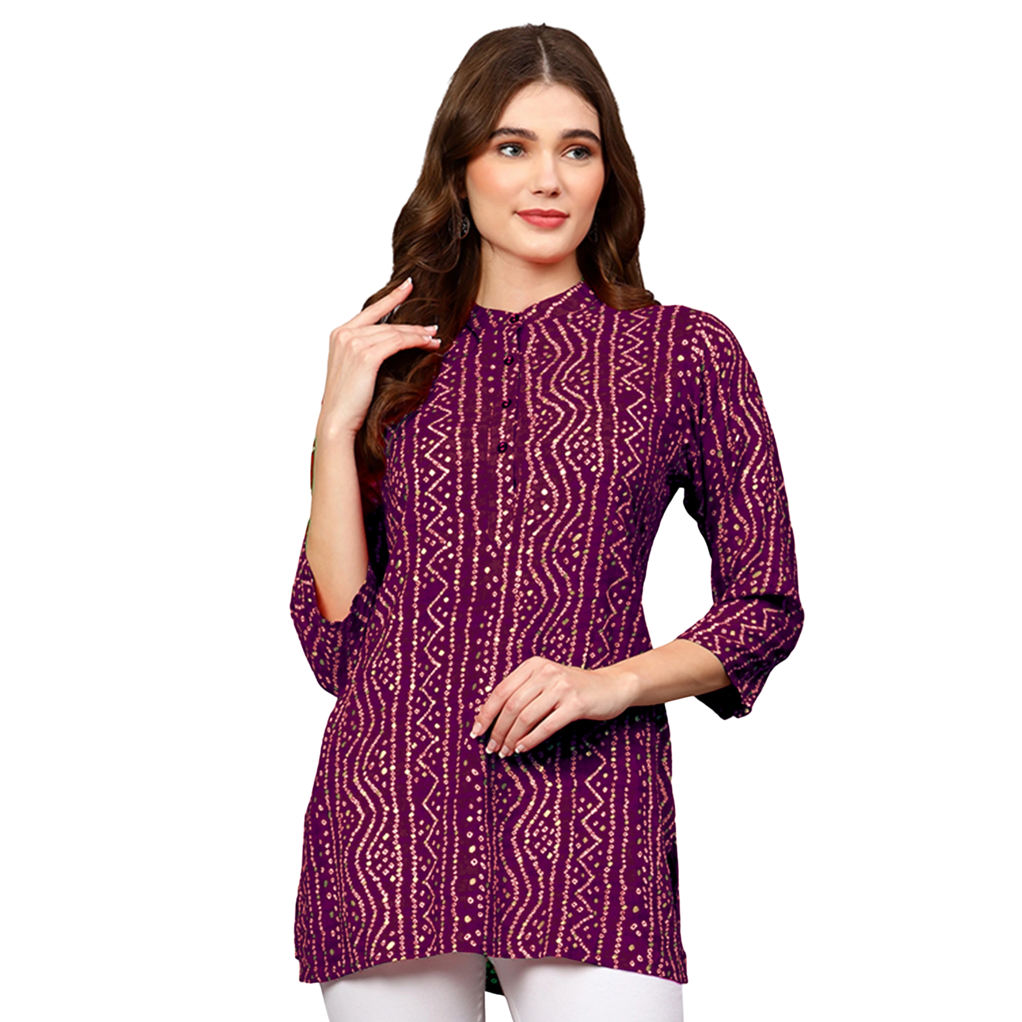Purple Bandhani Print Tunic