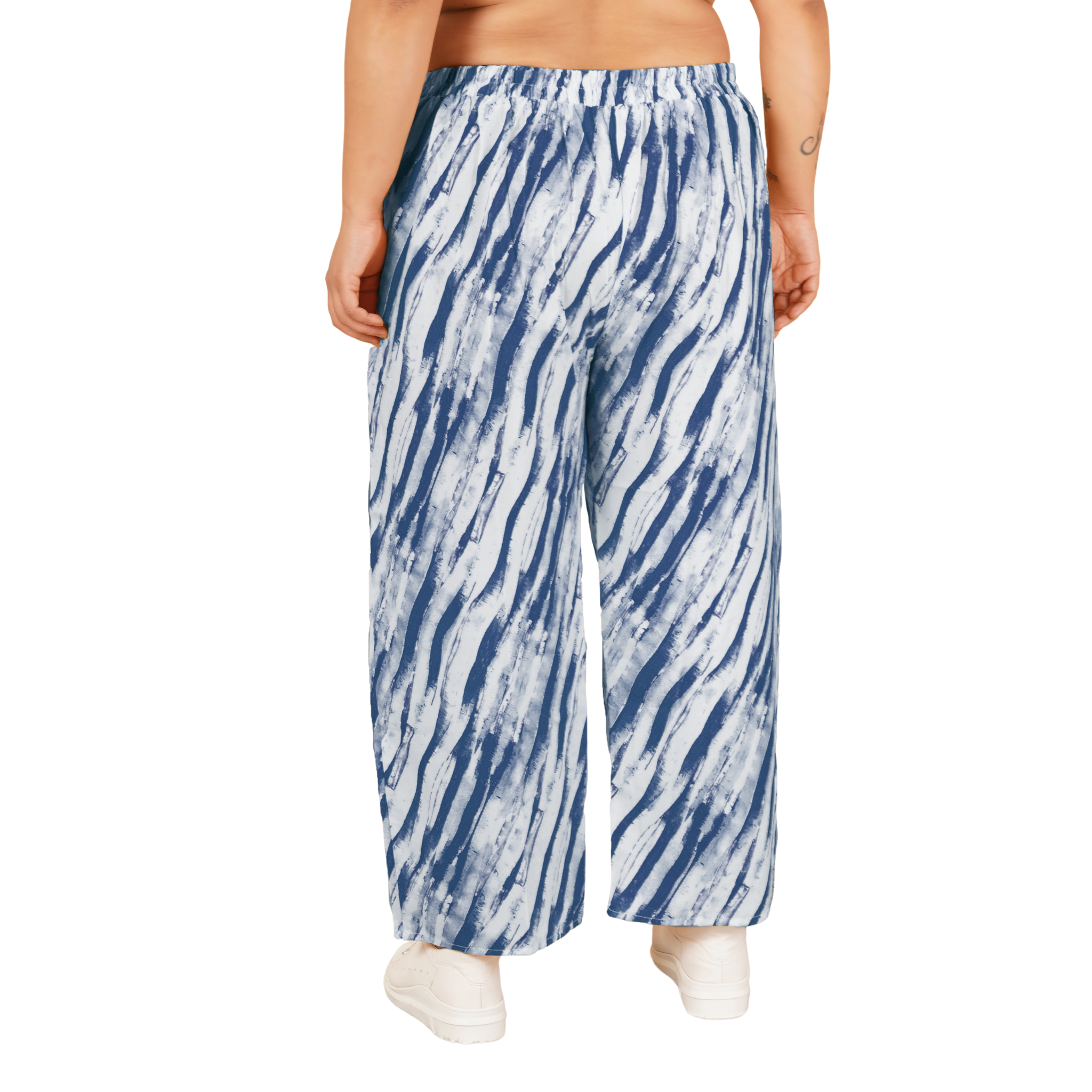 Blue Leheriya Print Plus Size Trousers