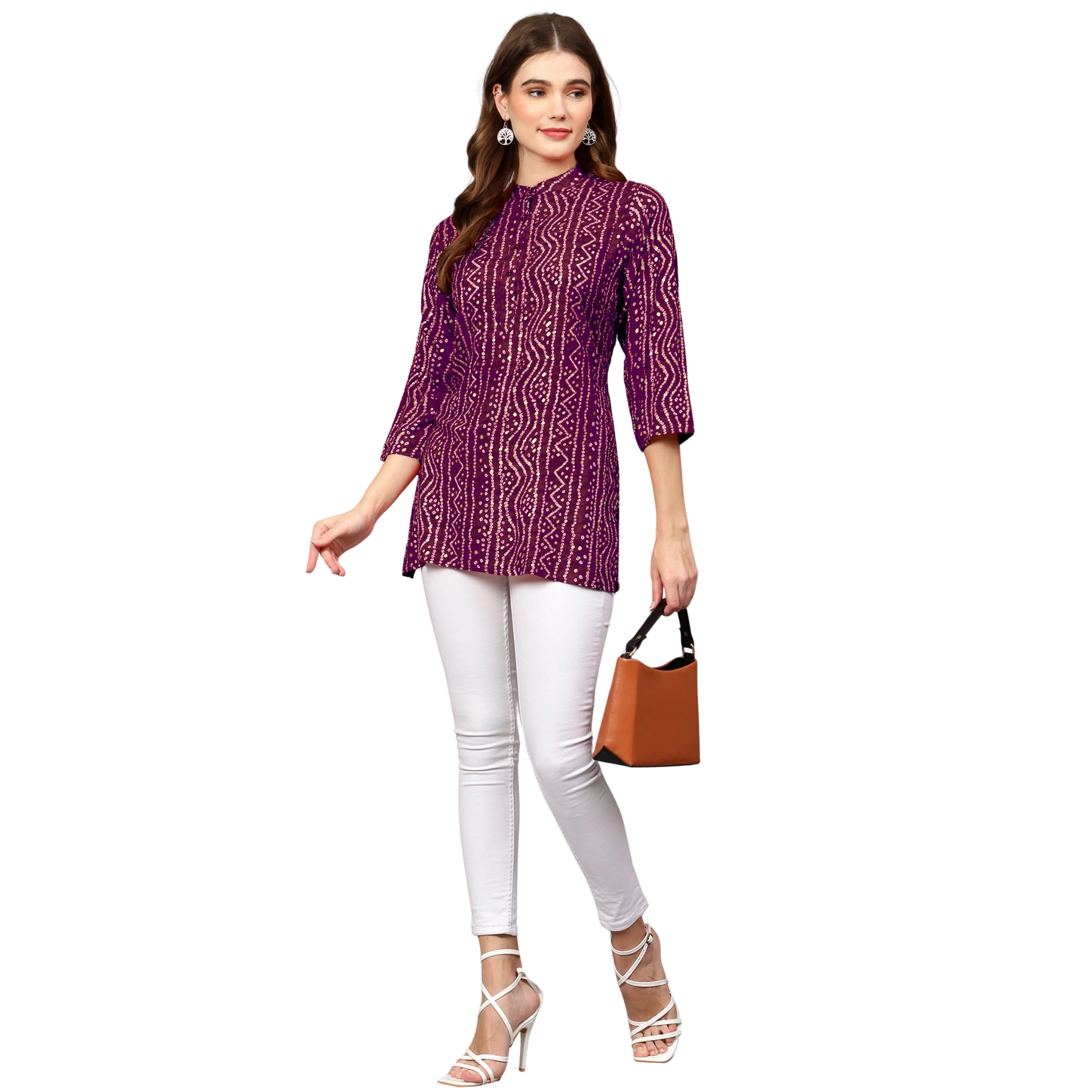 Purple Bandhani Print Tunic