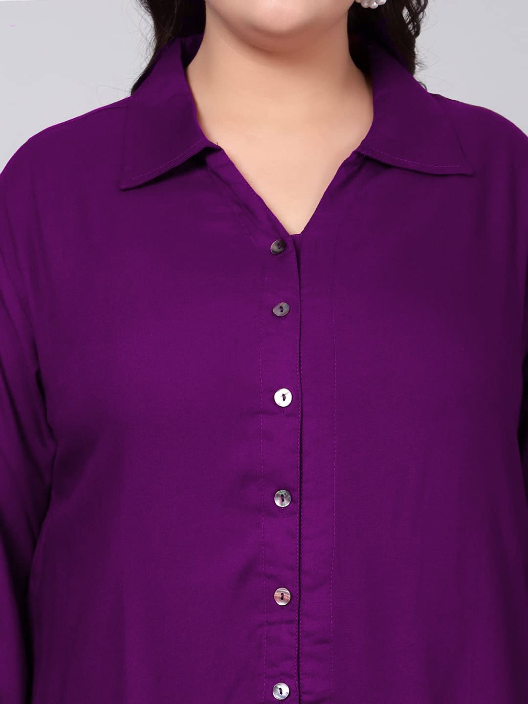 Purple Solid Plus Size Co-Ord Set — view 2