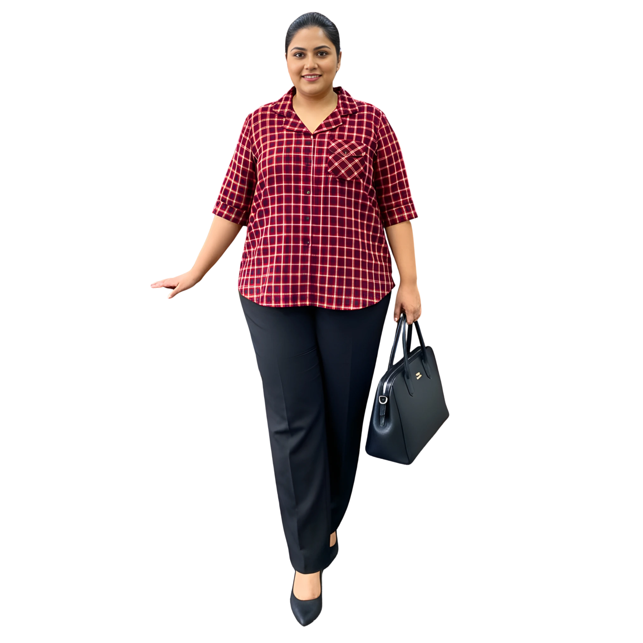 Red Woolen Checkered Plus Size Shirt
