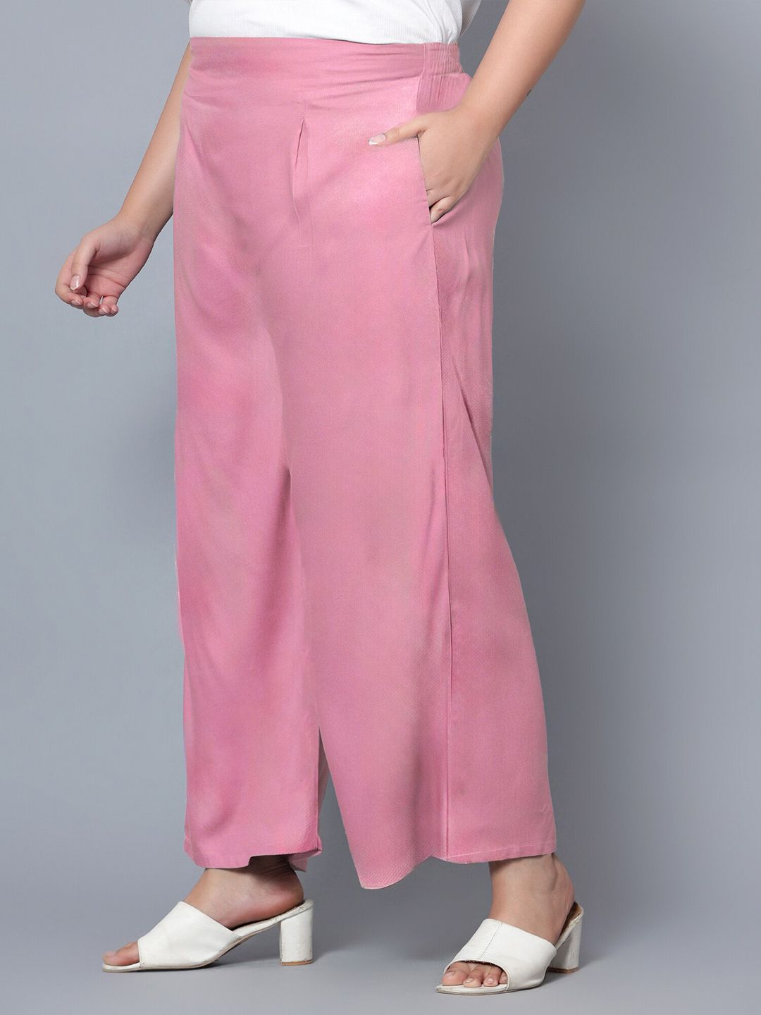 Pink Plus Size Trousers — view 3