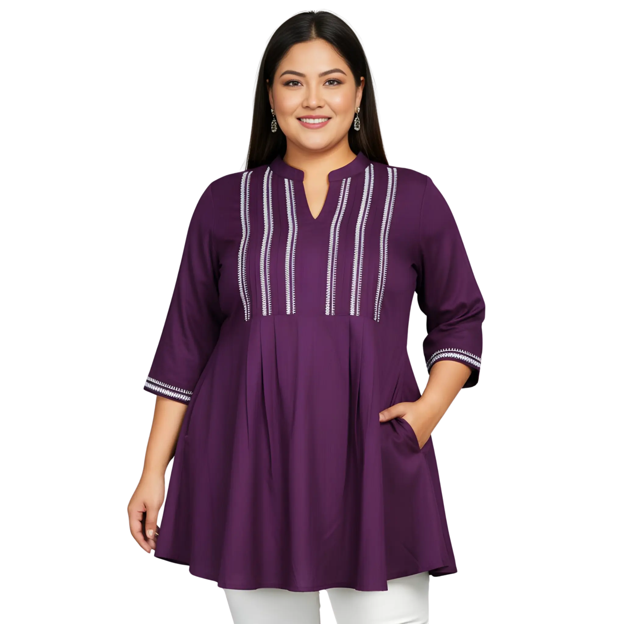 Purple Embroidered Tunic