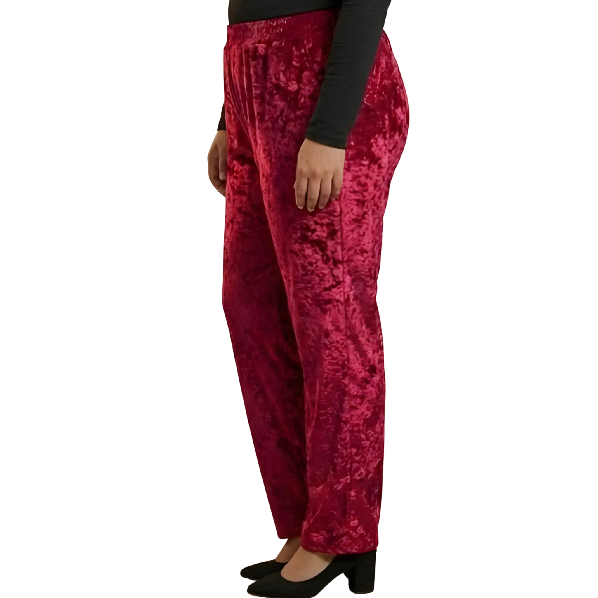 Maroon Velvet Plus Size Trousers