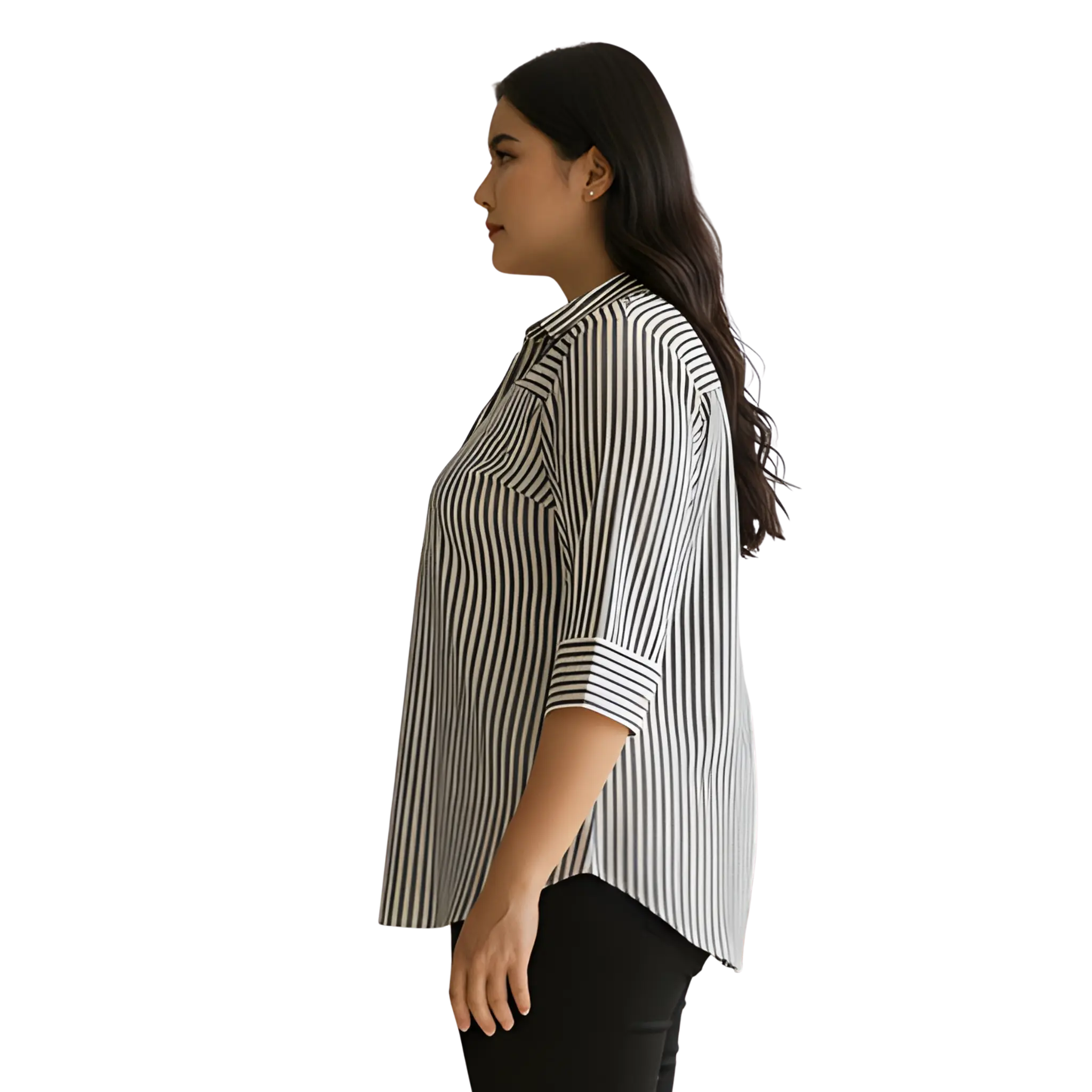 Black and White Stripe Cotton Shirt