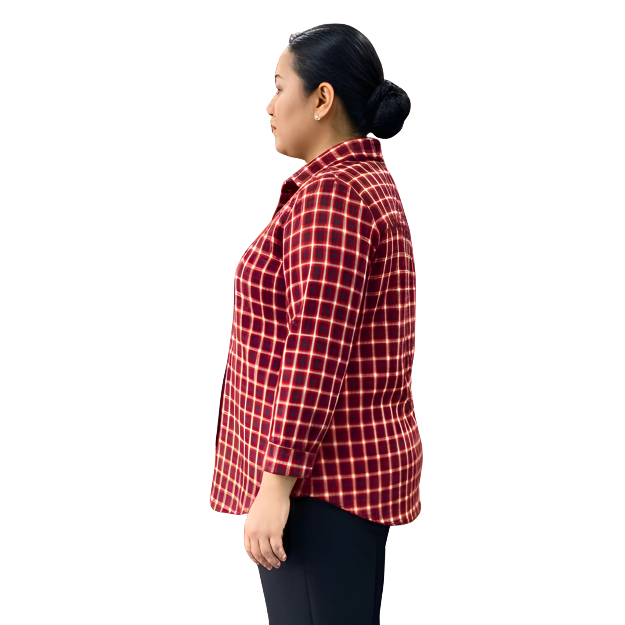 Red Woolen Checkered Plus Size Shirt