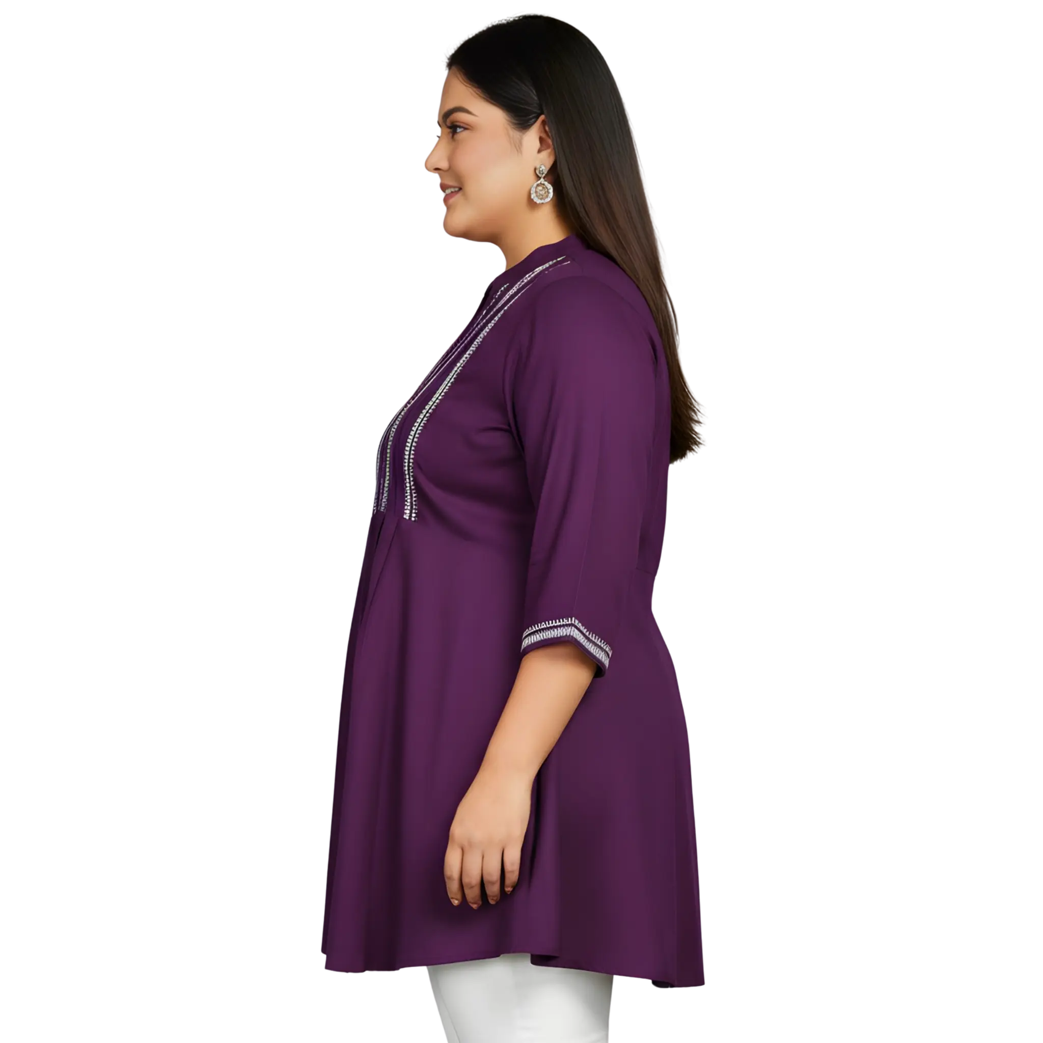 Purple Embroidered Tunic