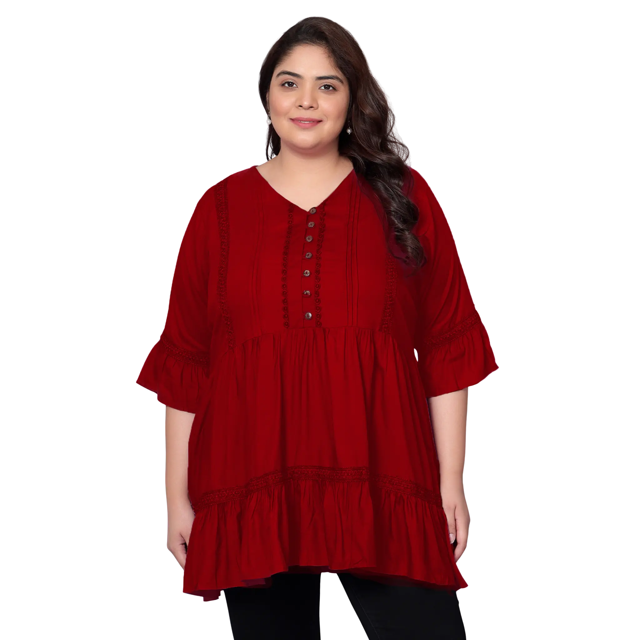 Maroon Lace Plus Size Tunic