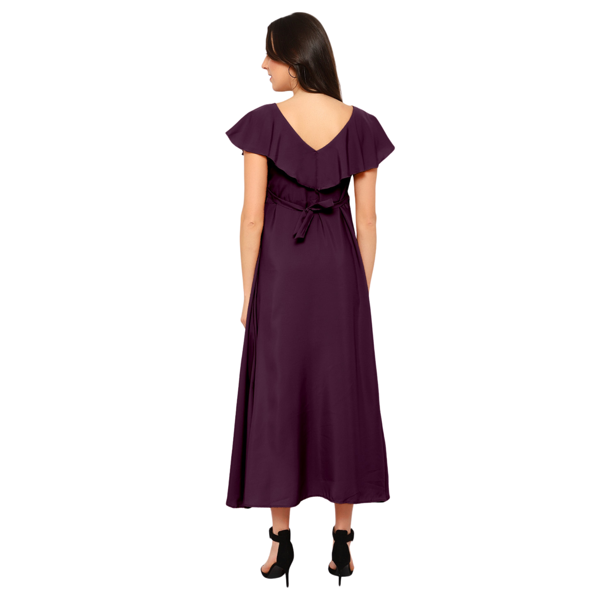 Purple Solid Maxi Dress