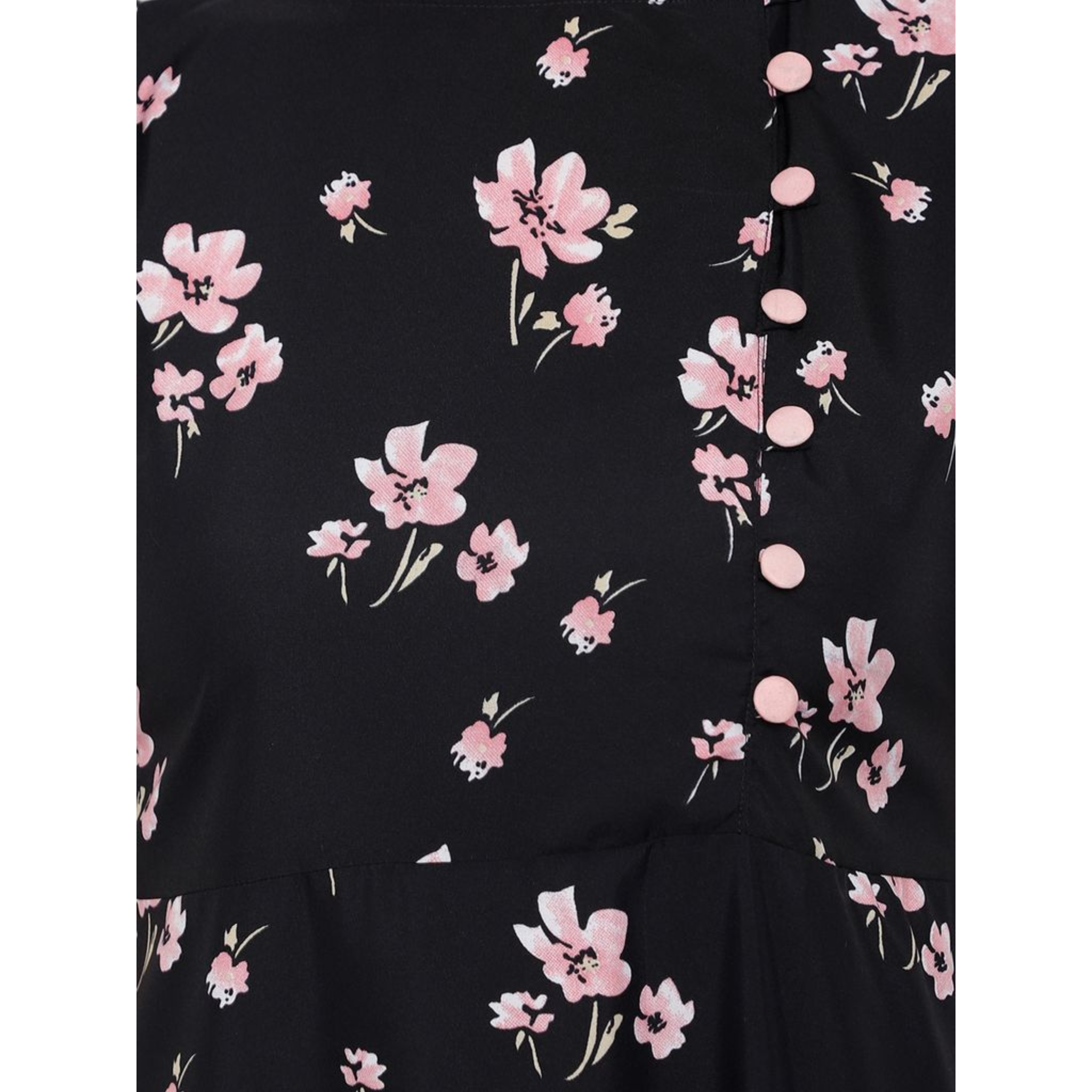 Black and Pink Floral Print Dress