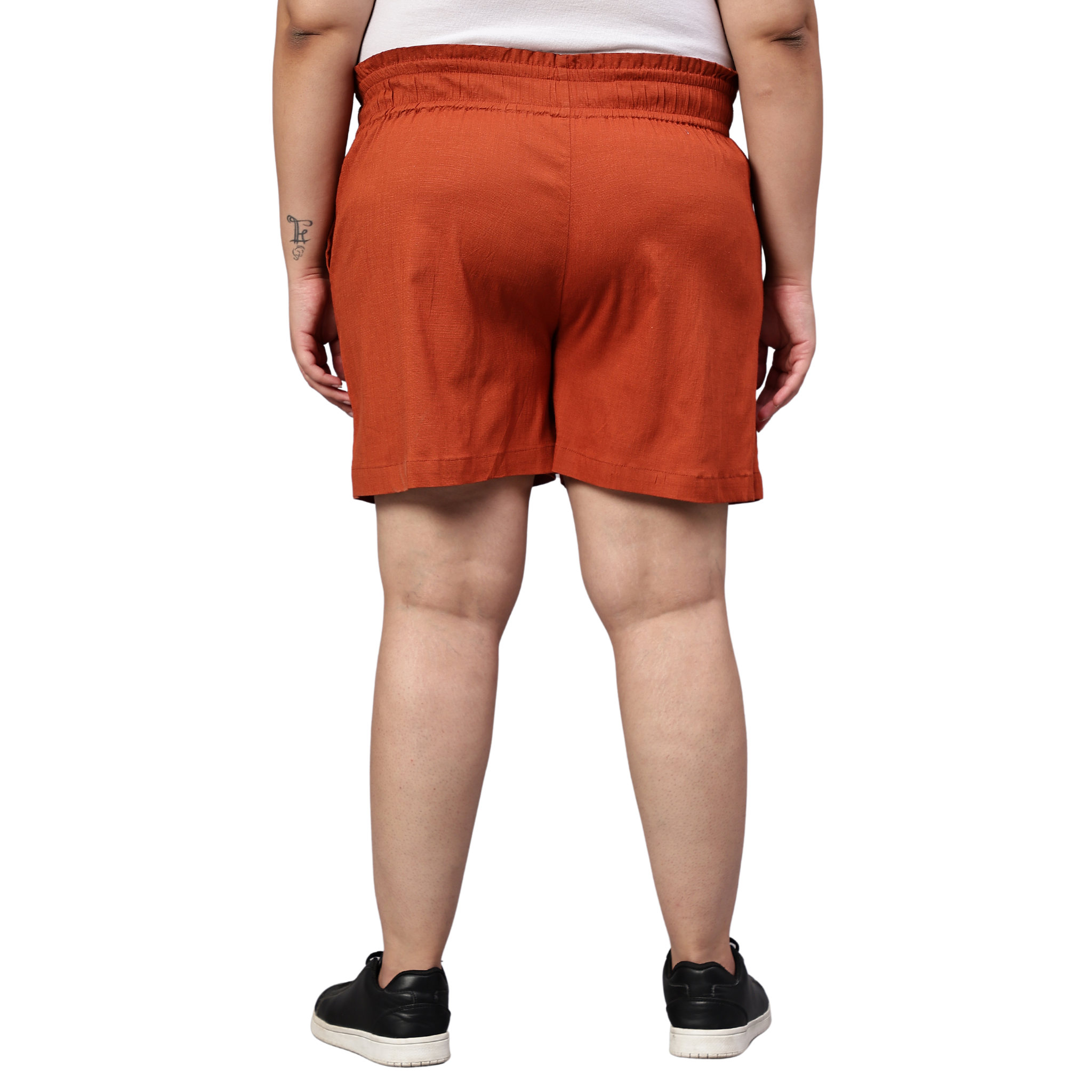 Rust Orange Cotton Plus Size Shorts