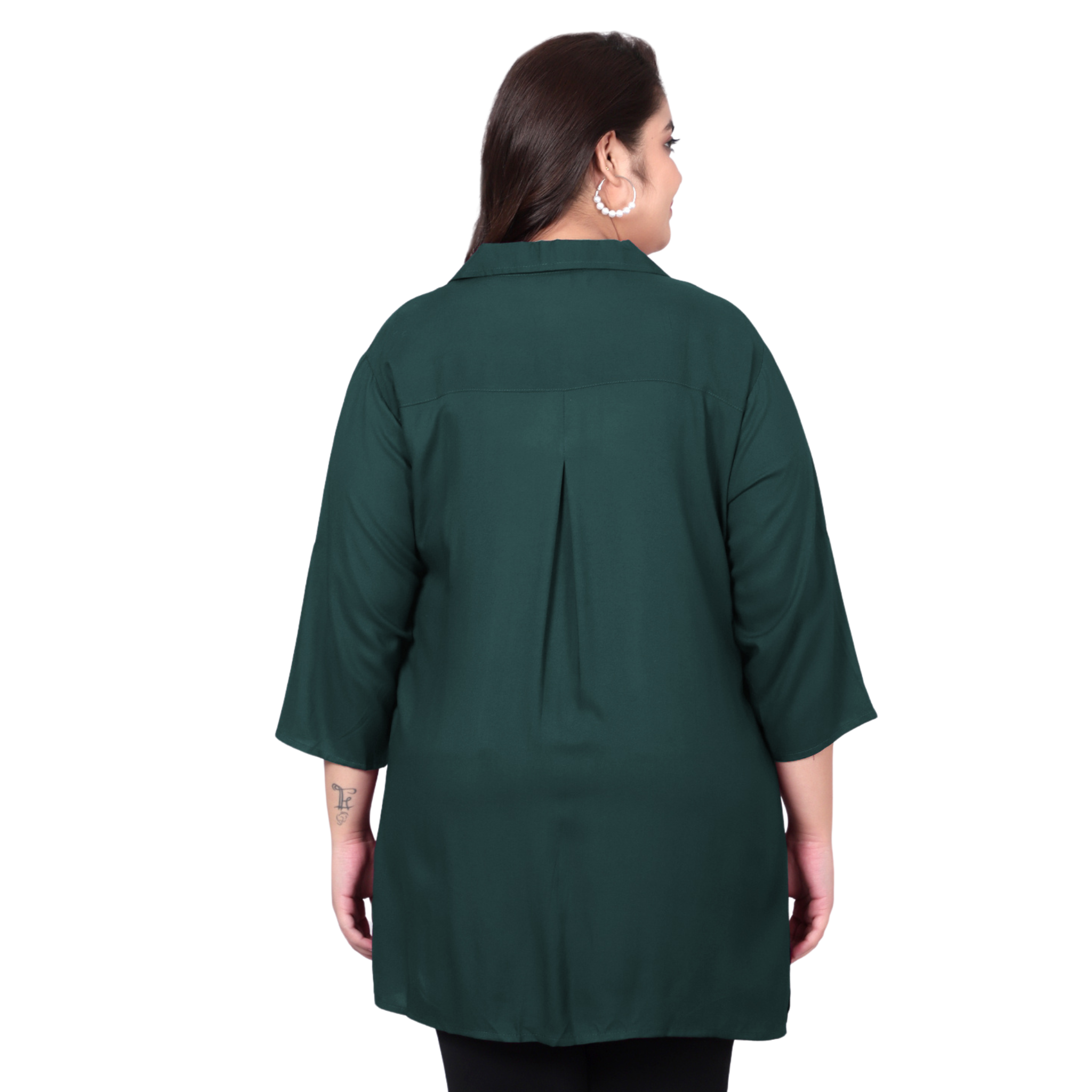 Dark Green Longline Plus Size Shirt
