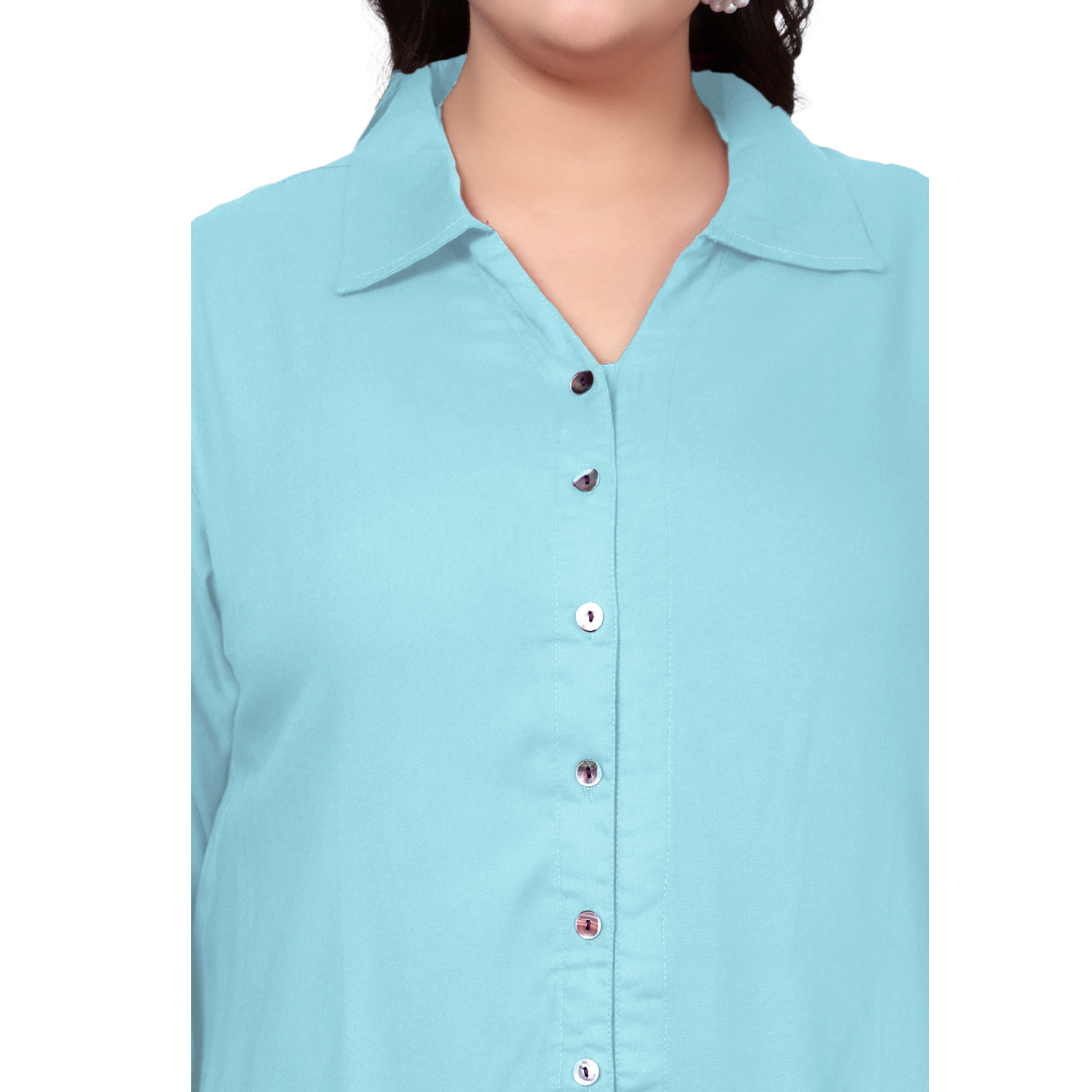 Light Blue Longline Plus Size Shirt