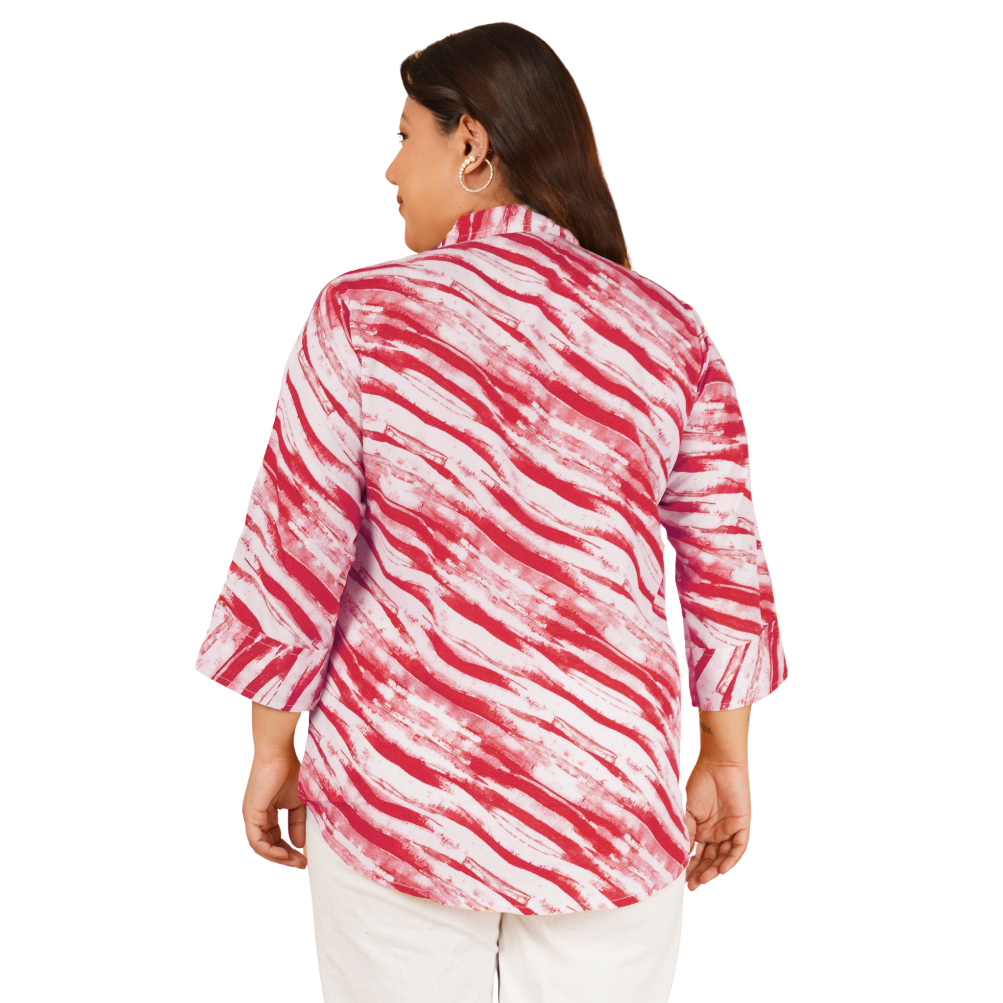 Red Leheriya Print Plus Size Shirt