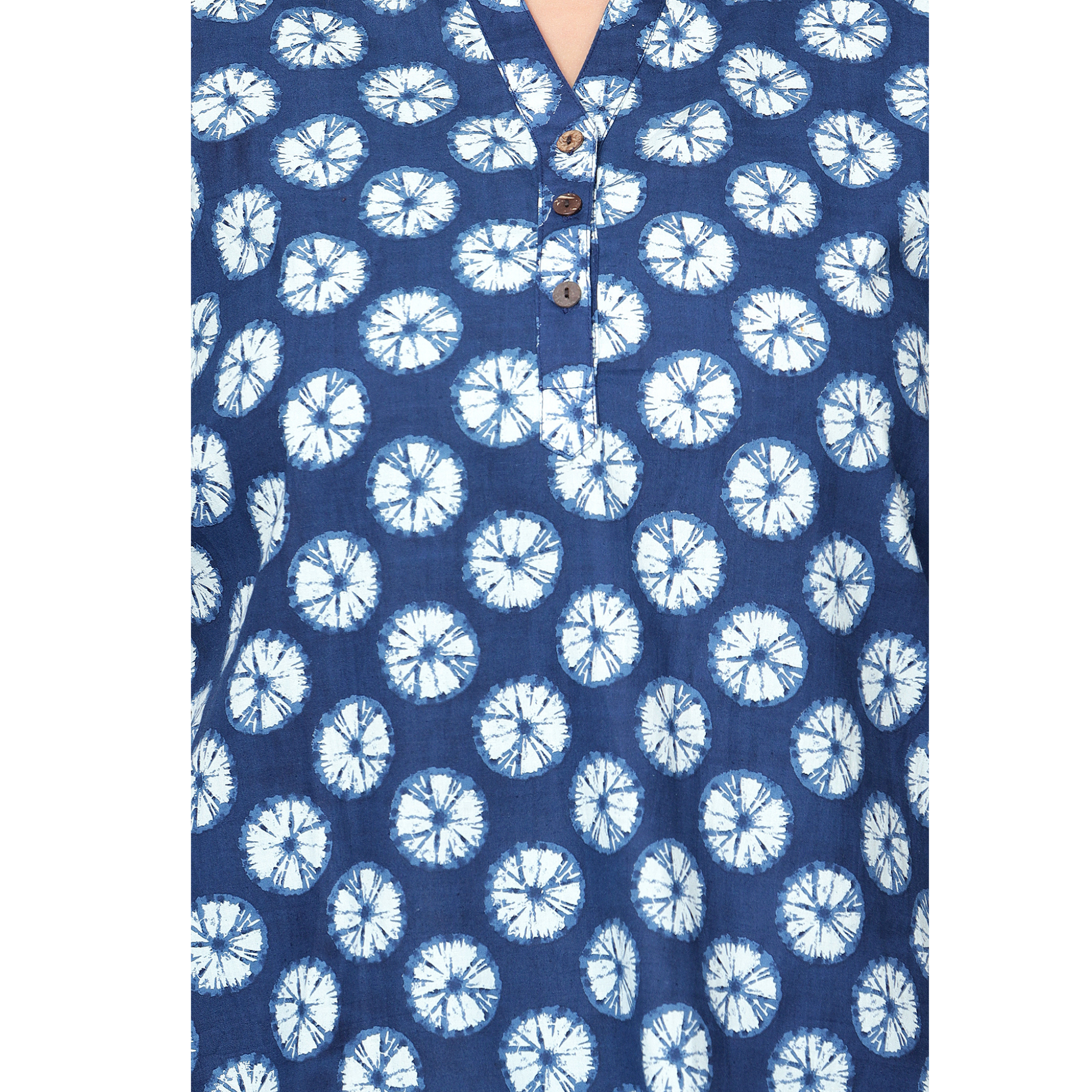 Blue Geometric Cotton Plus Size Tunic