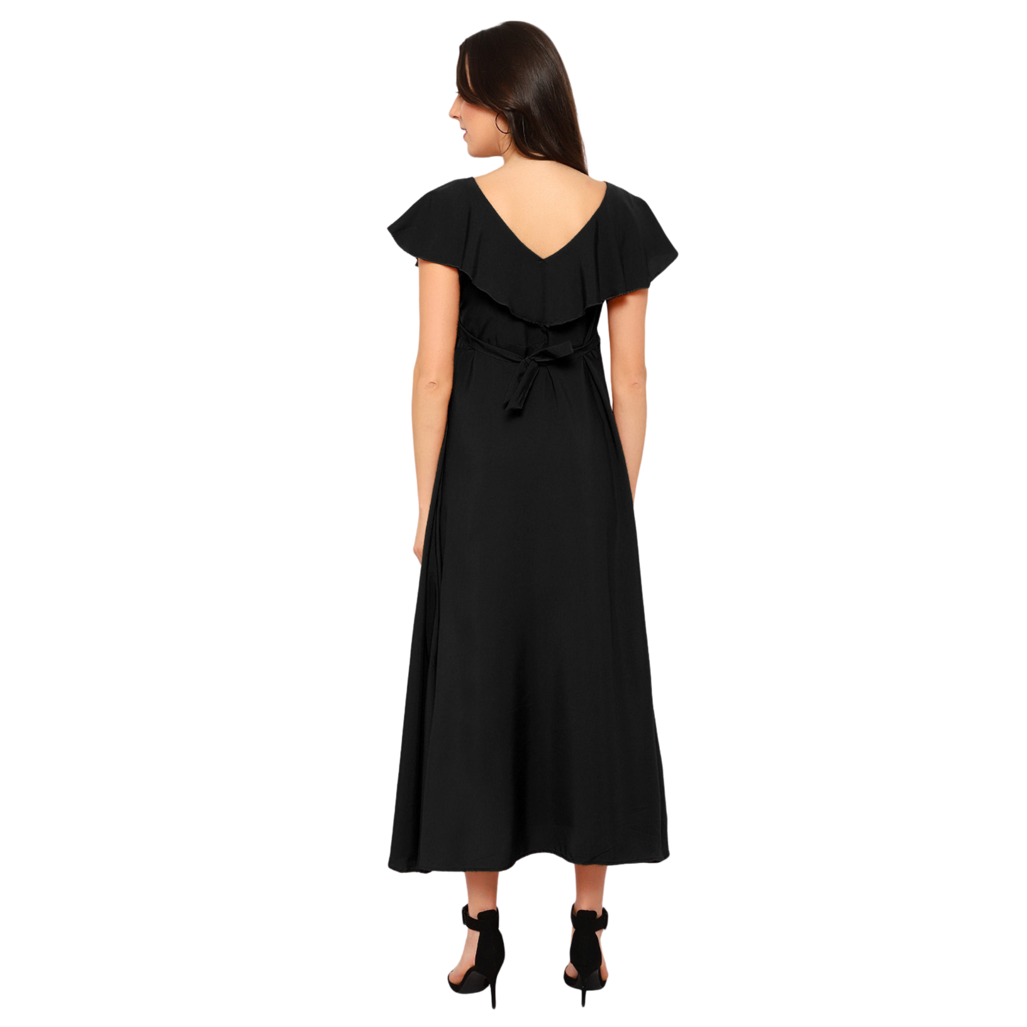 Black Solid Maxi Dress