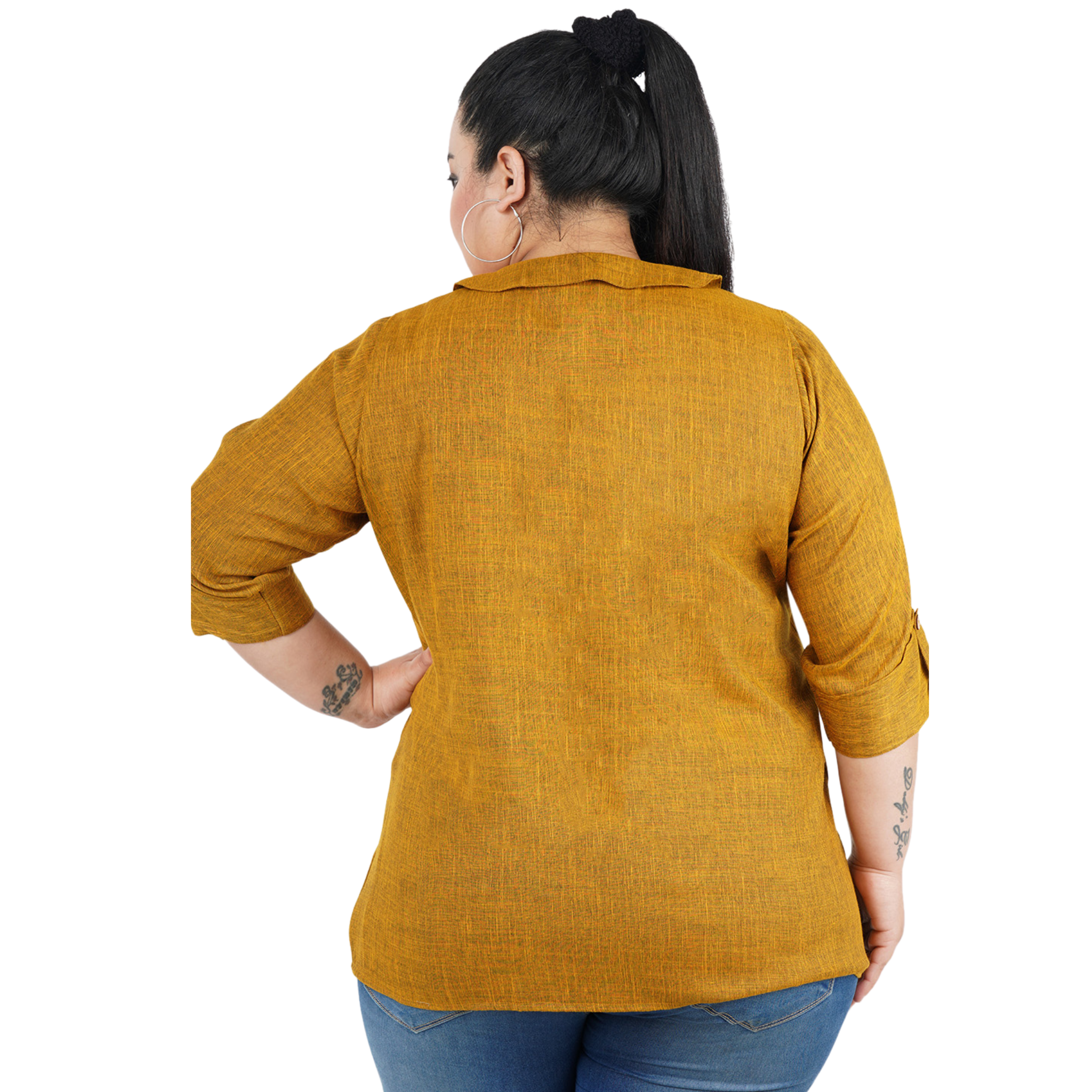 Mustard Solid Plus Size Tunic