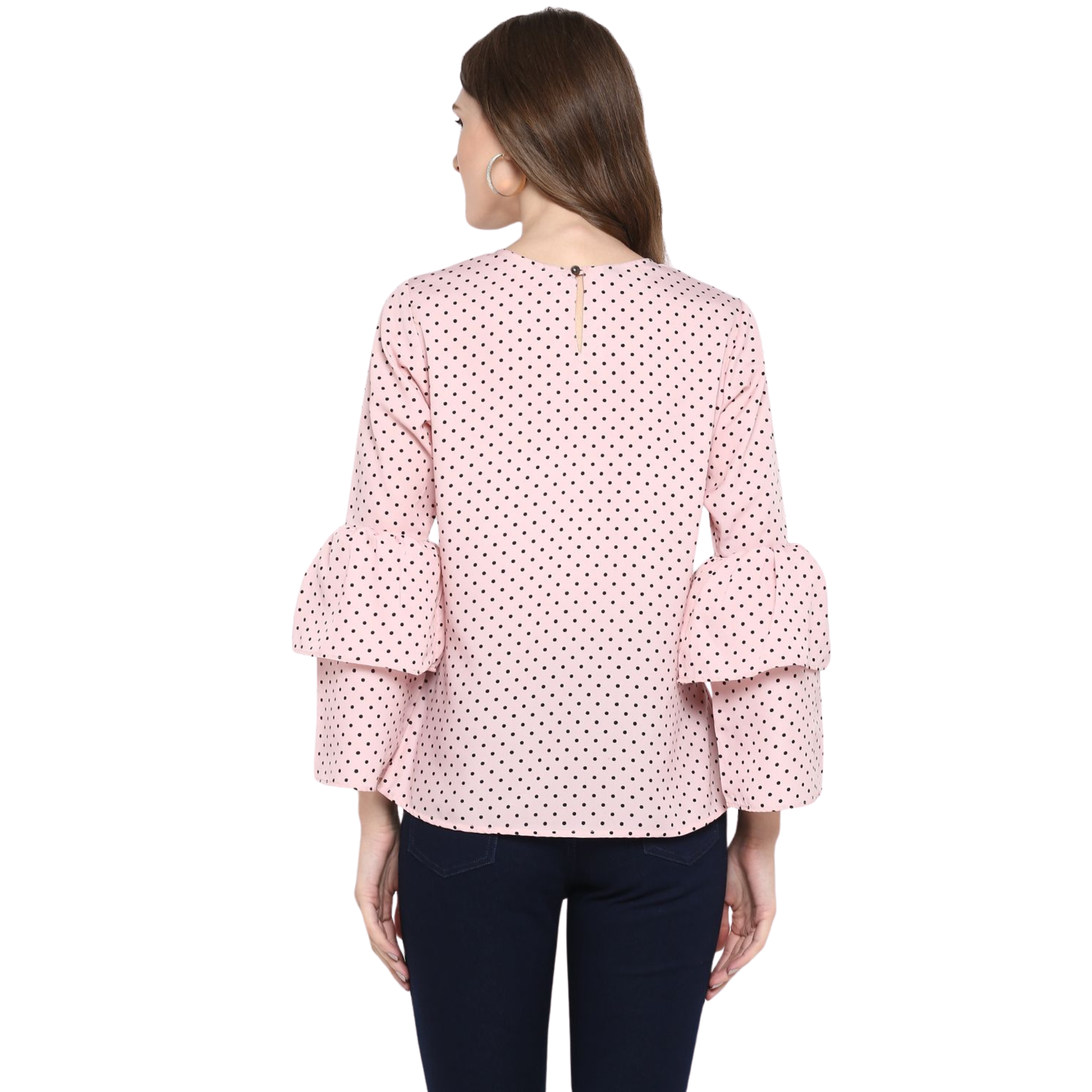 Pink Polka Dot Flared Top
