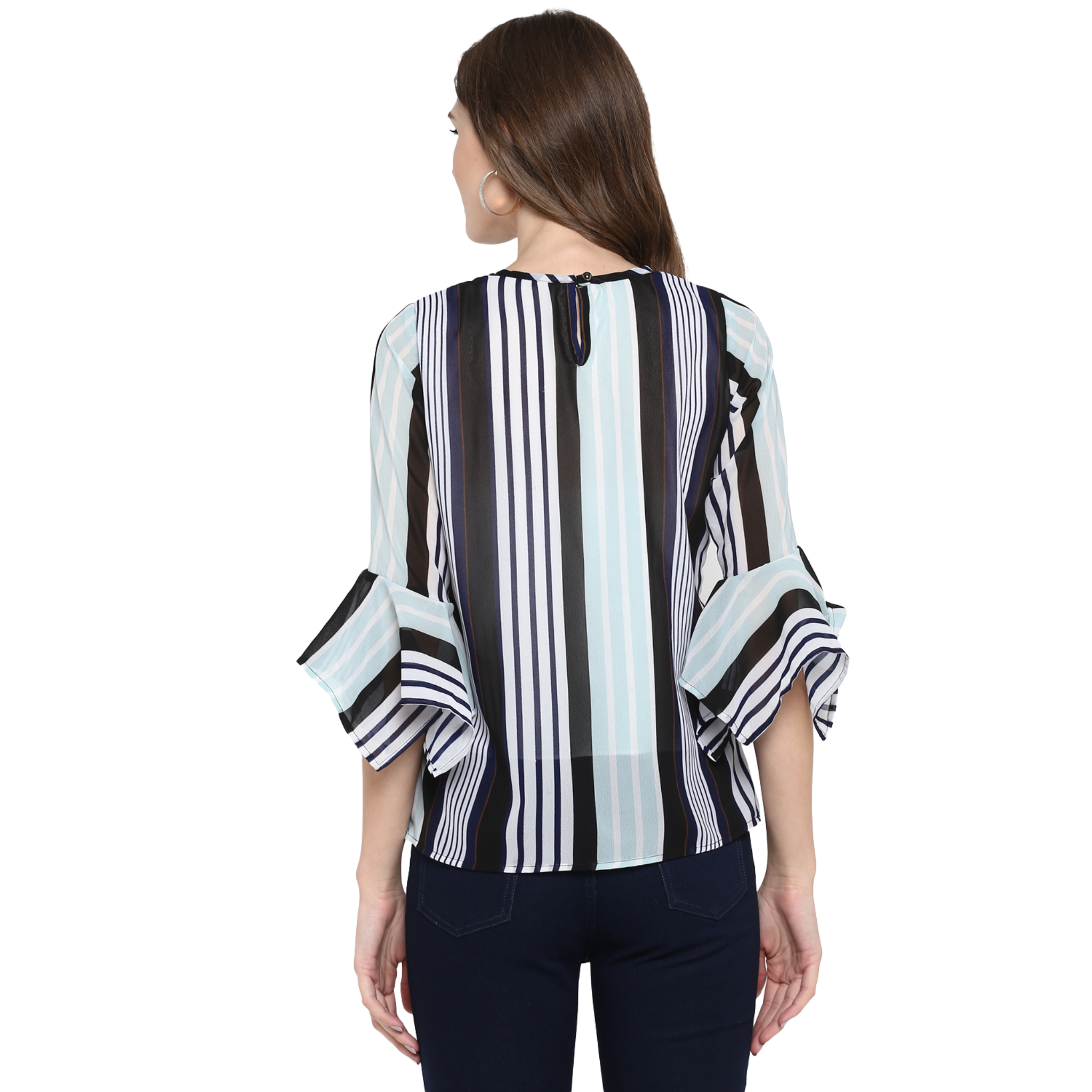 Blue Stripe Georgette Top