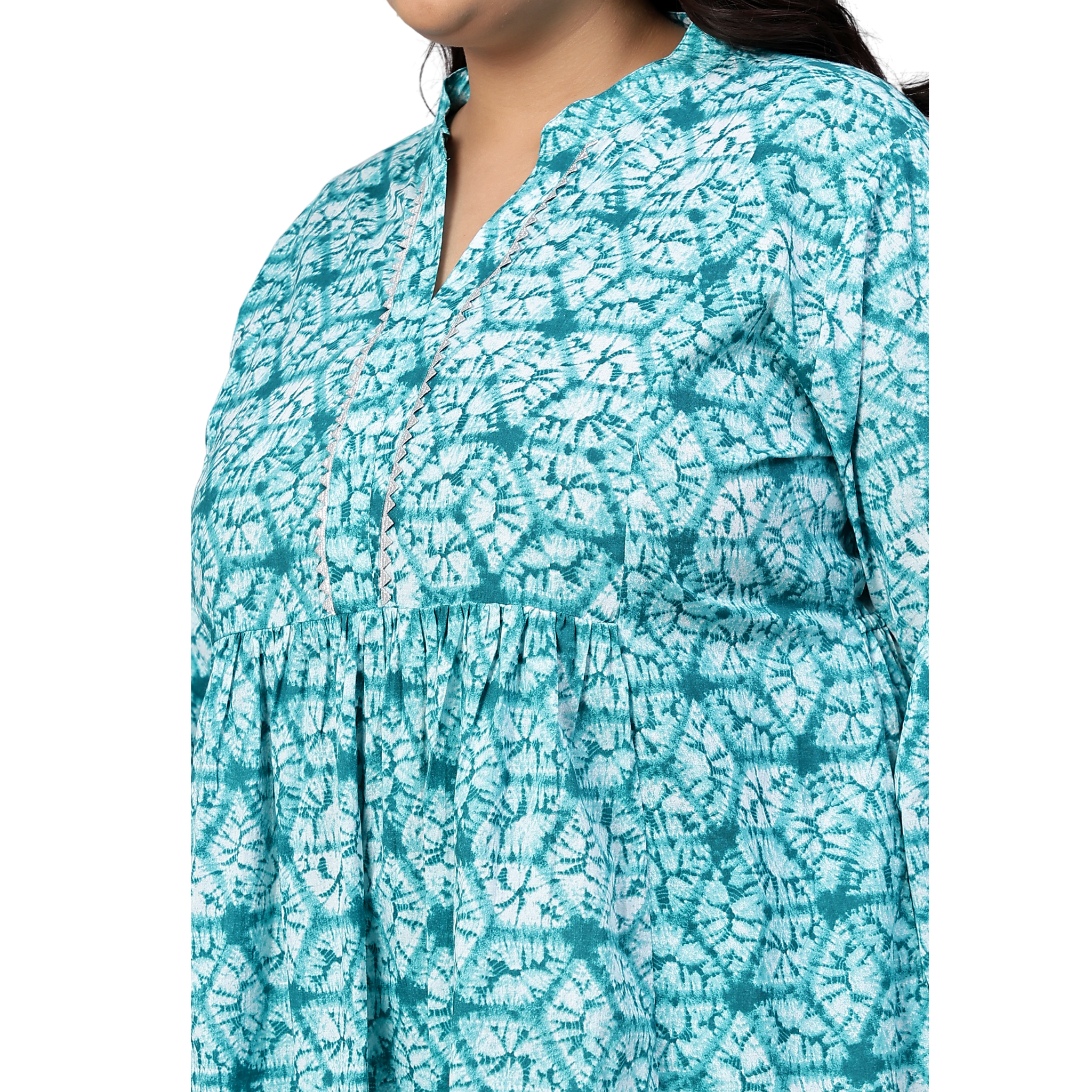 Blue Geometric Print Plus Size Tunic