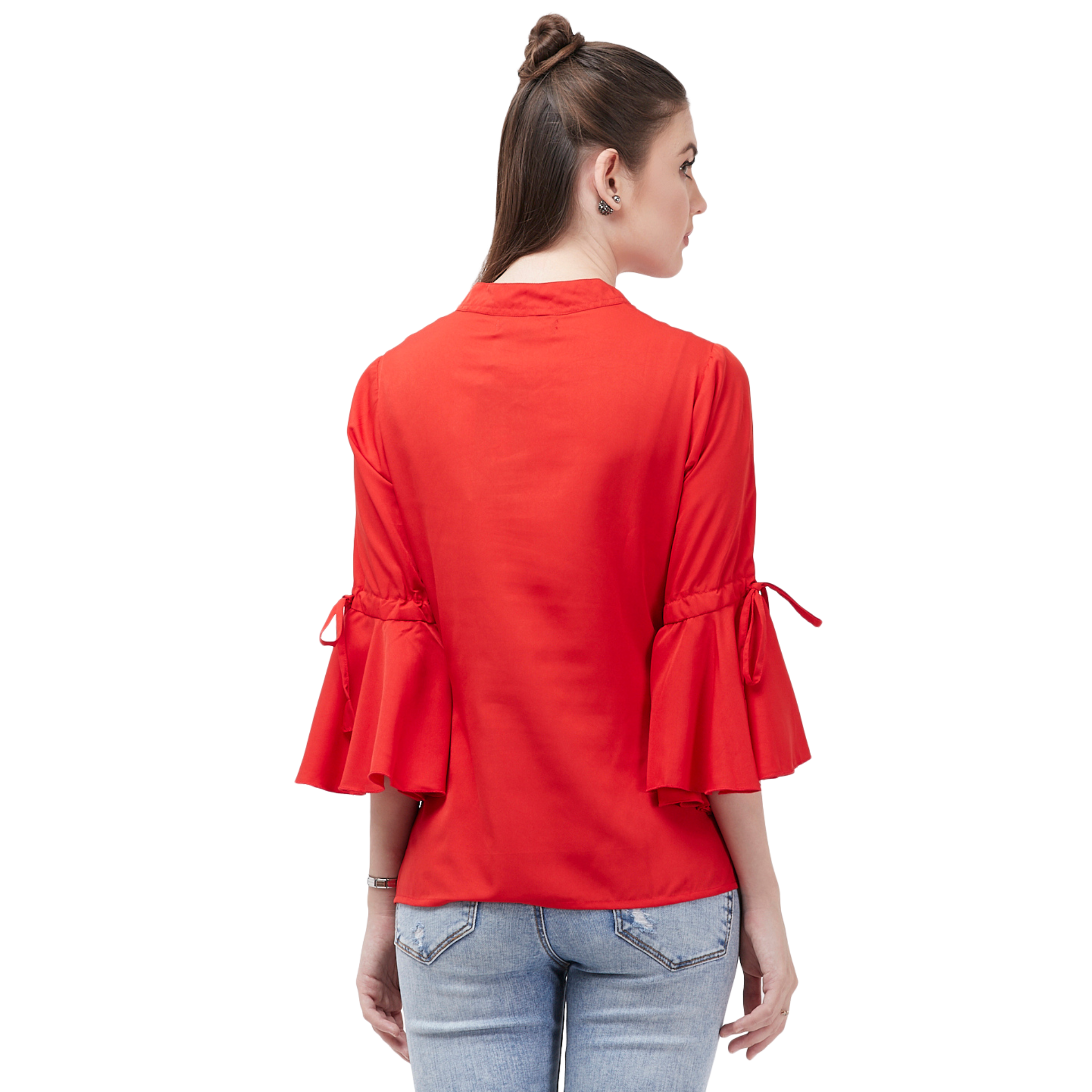 Red Bell Sleeve Top