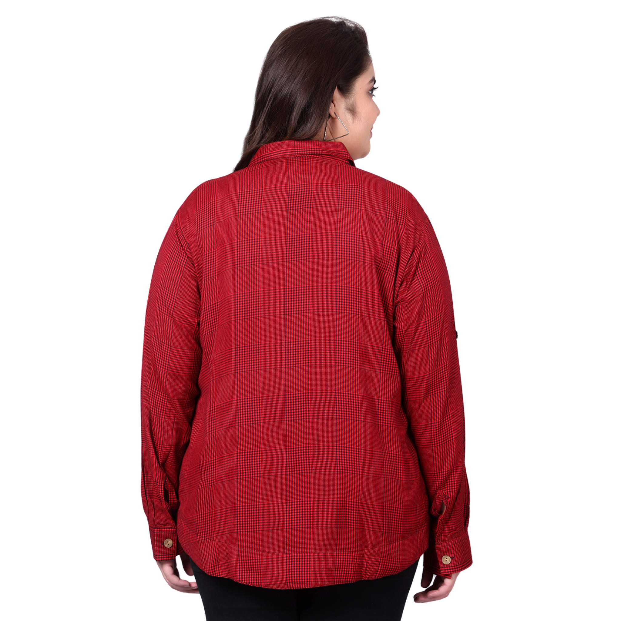 Red And Black Checkered Plus Size Shirt
