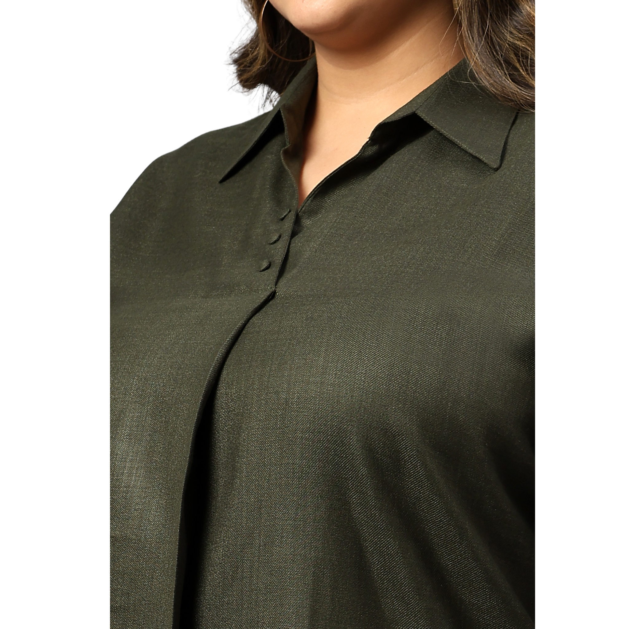 Green Woolen Blend Plus Size Tunic