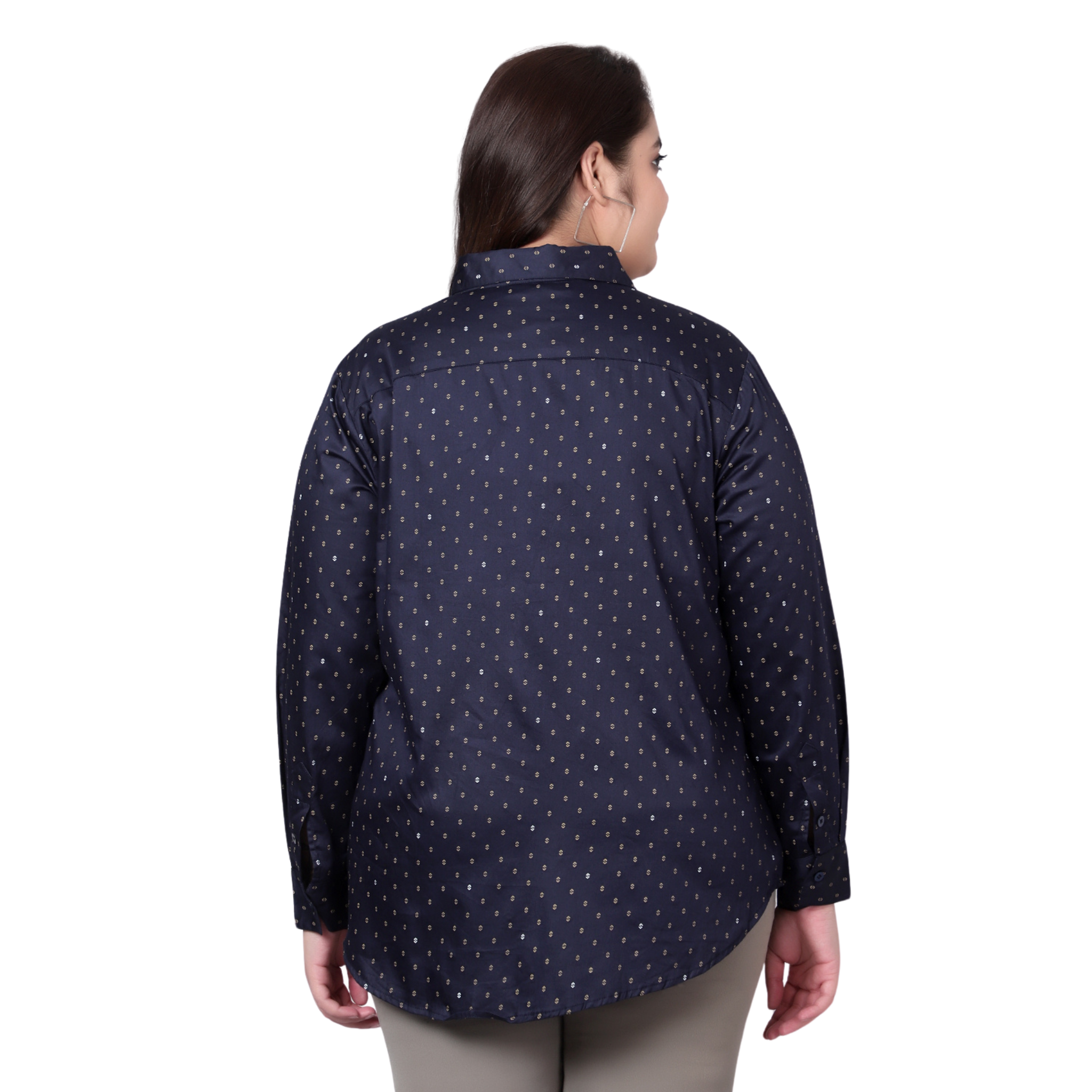 Blue Print Formal Plus Size Shirt