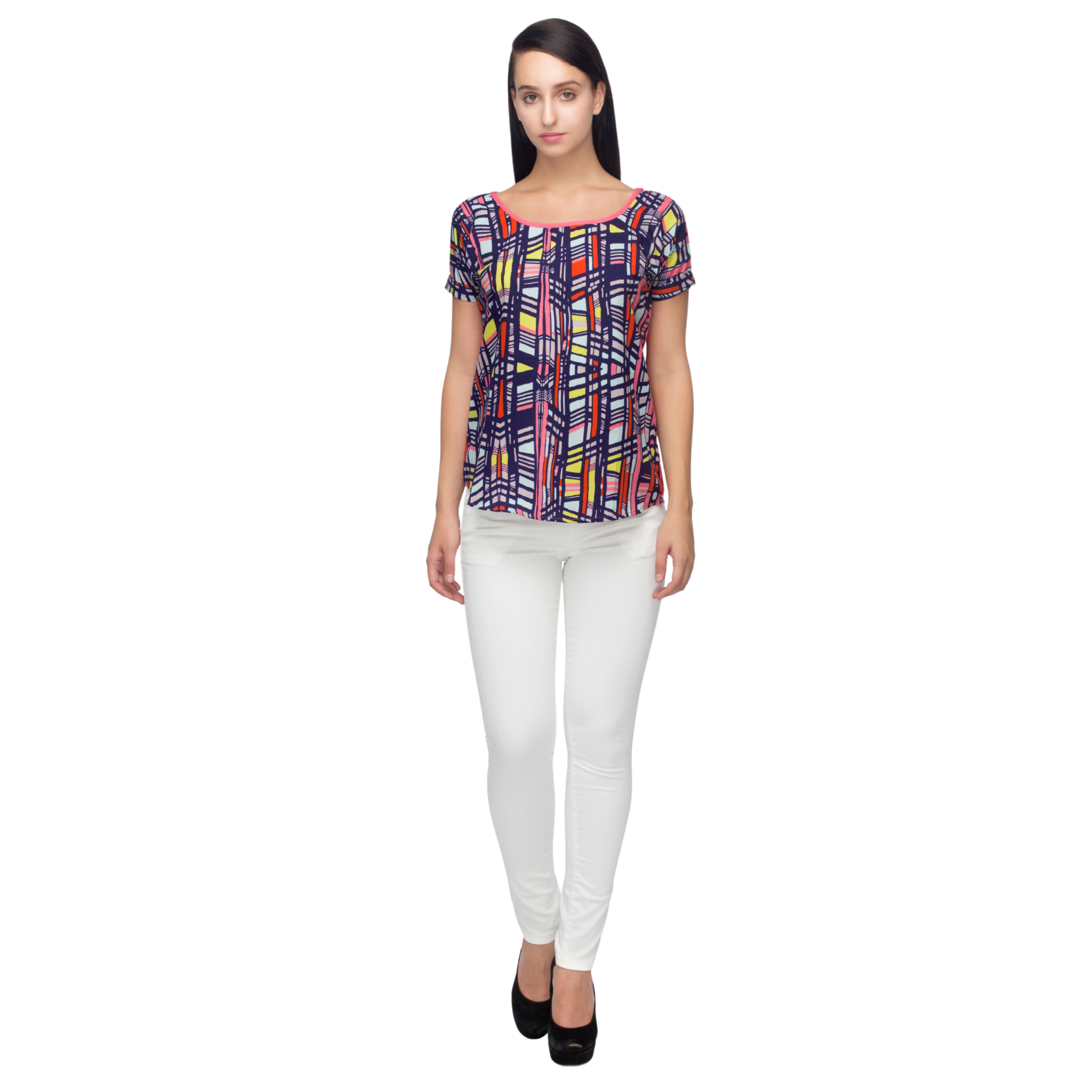 Blue Multicolor Print Top