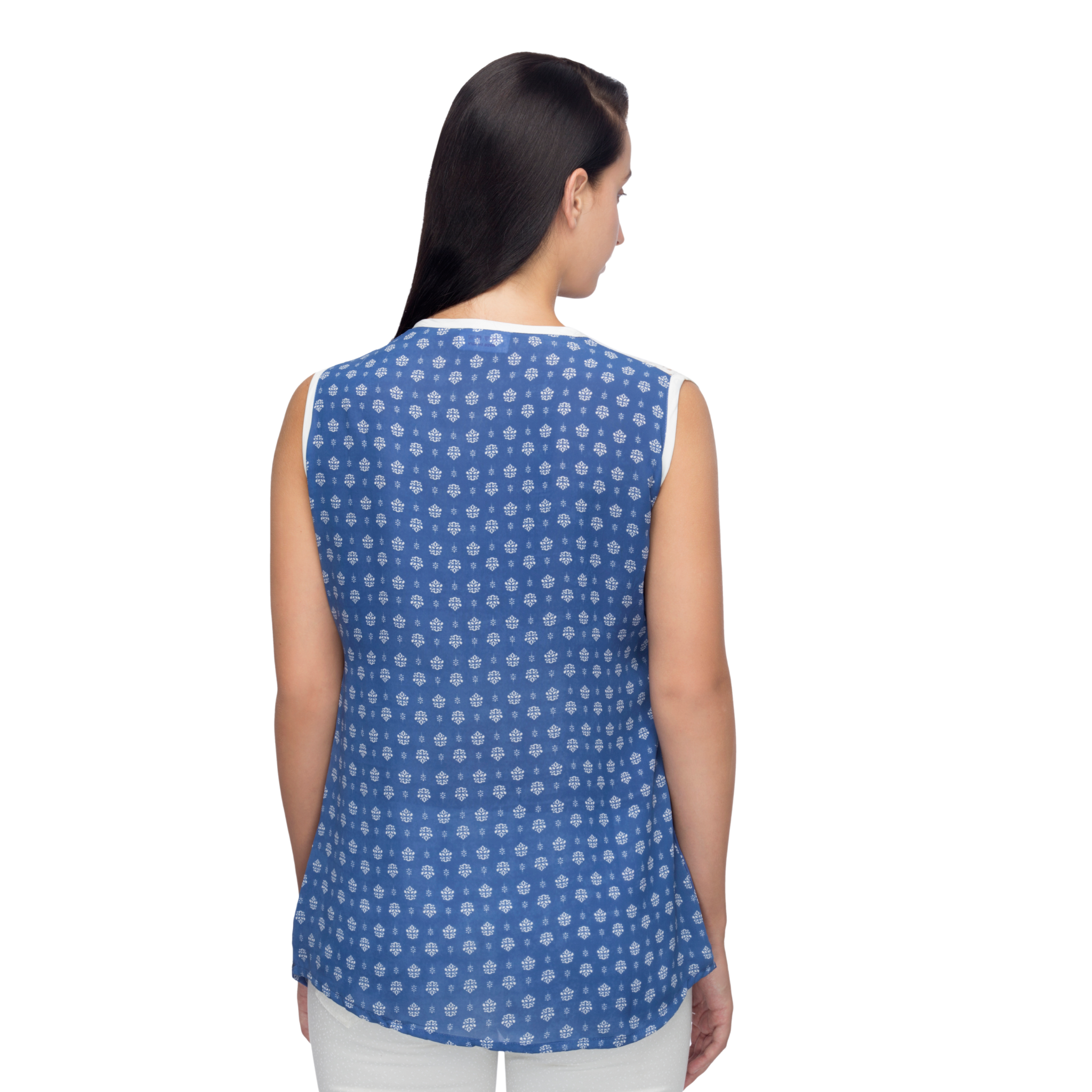 Blue And White Lace Top