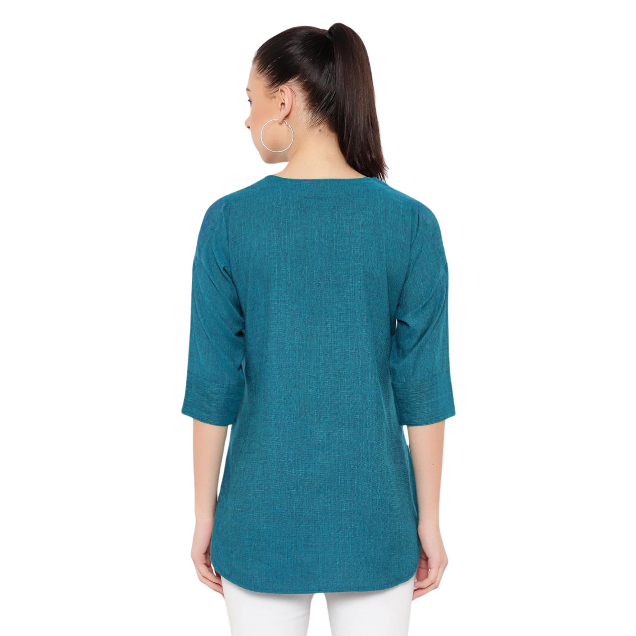 Turquoise Cotton Linen Tunic