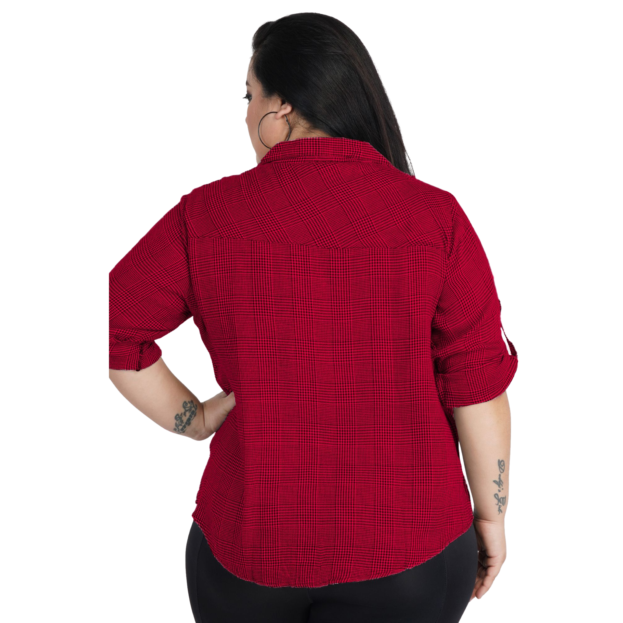 Red Classic Checkered Plus Size Shirt