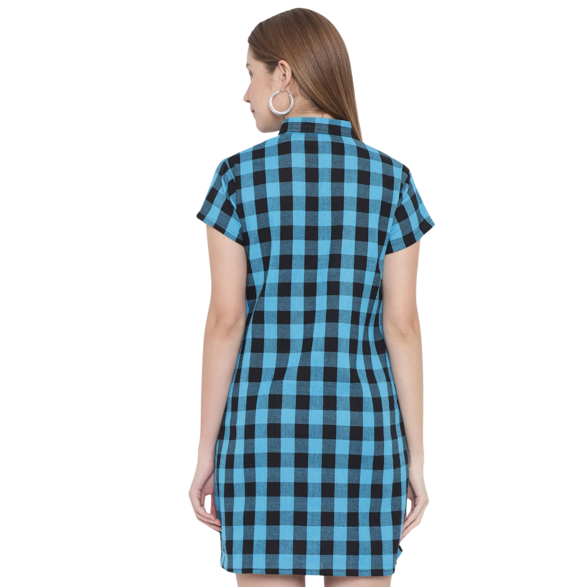 Light Blue Checkered Dress