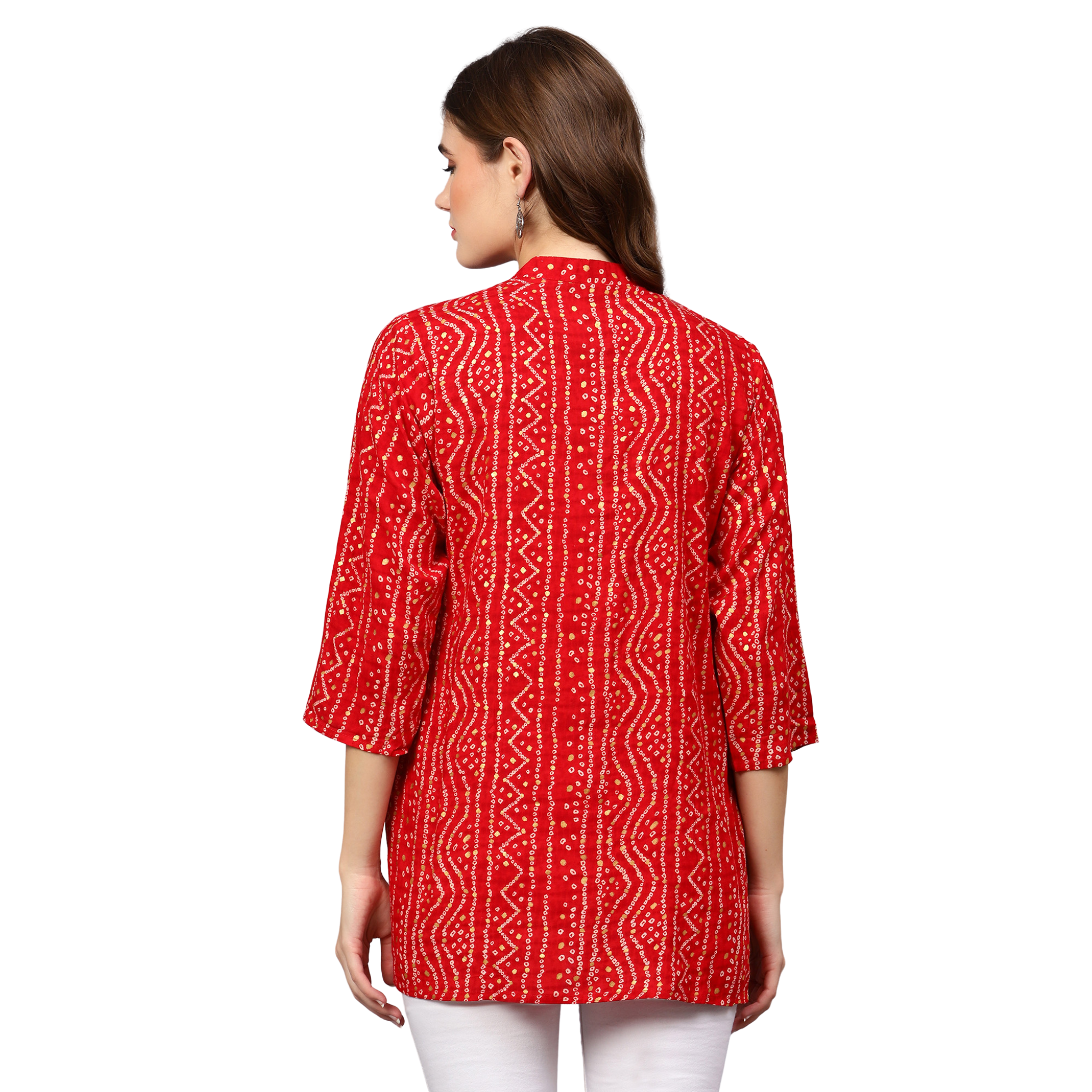 Red Bandhani Print Tunic