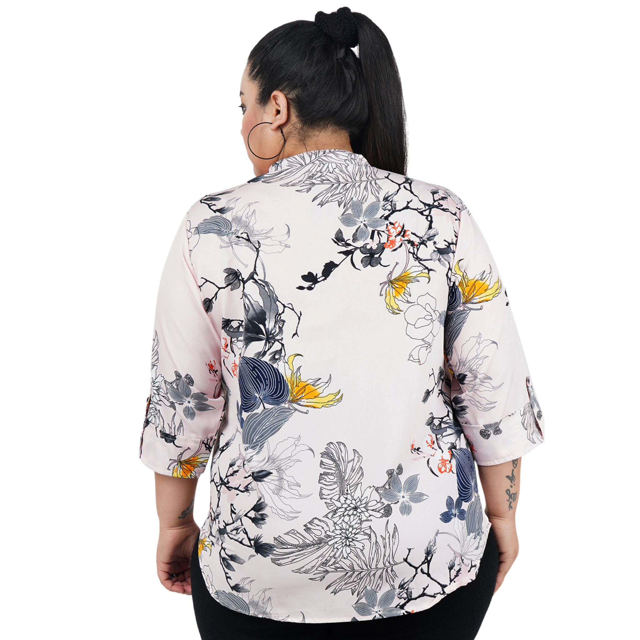 Light Pink Floral Print Plus Size Tunic