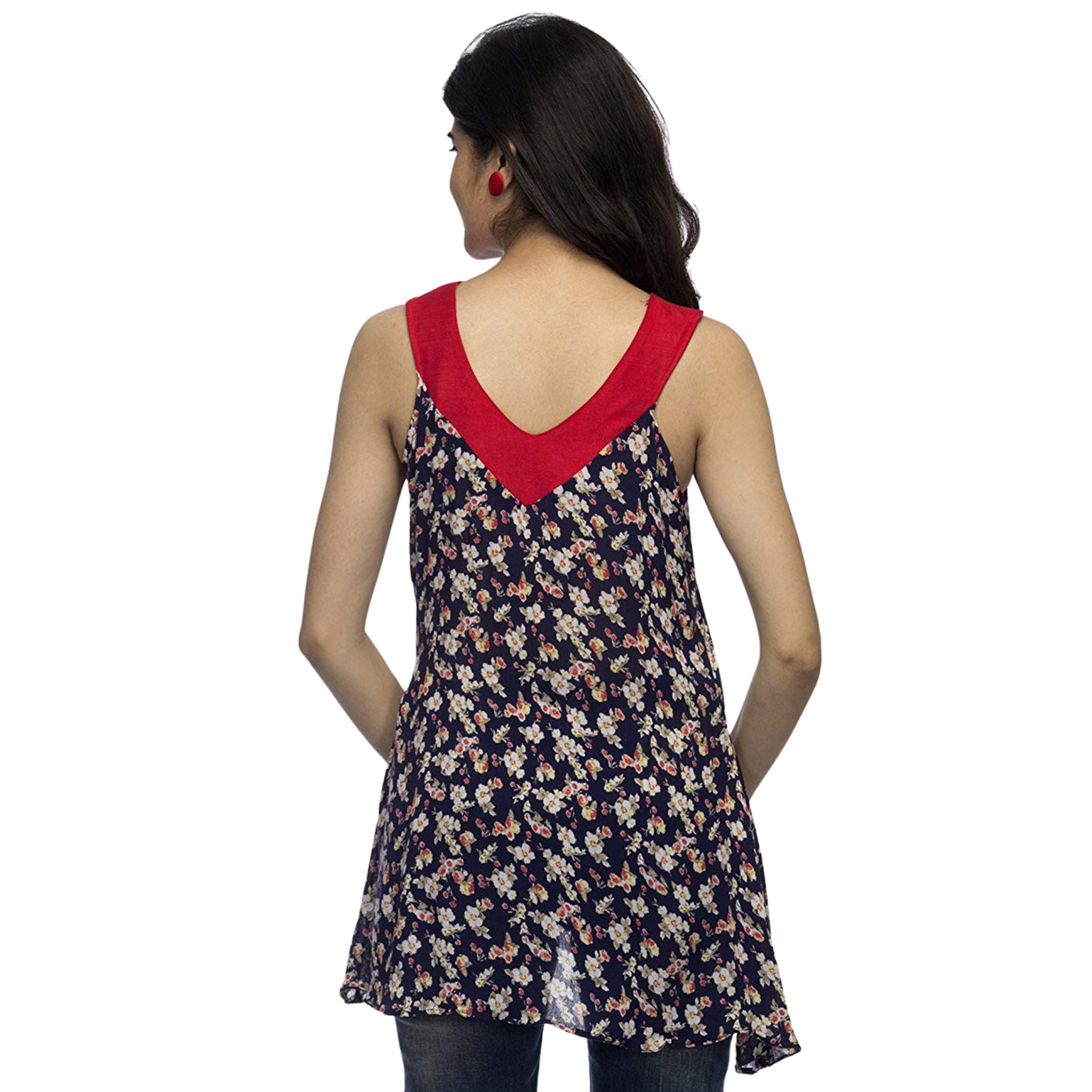 Blue and Red Floral Top