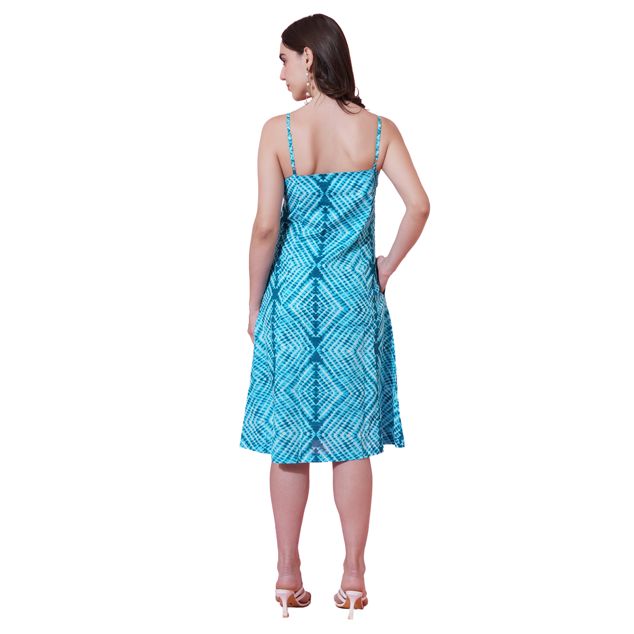 Green Stripe Print Strap Dress