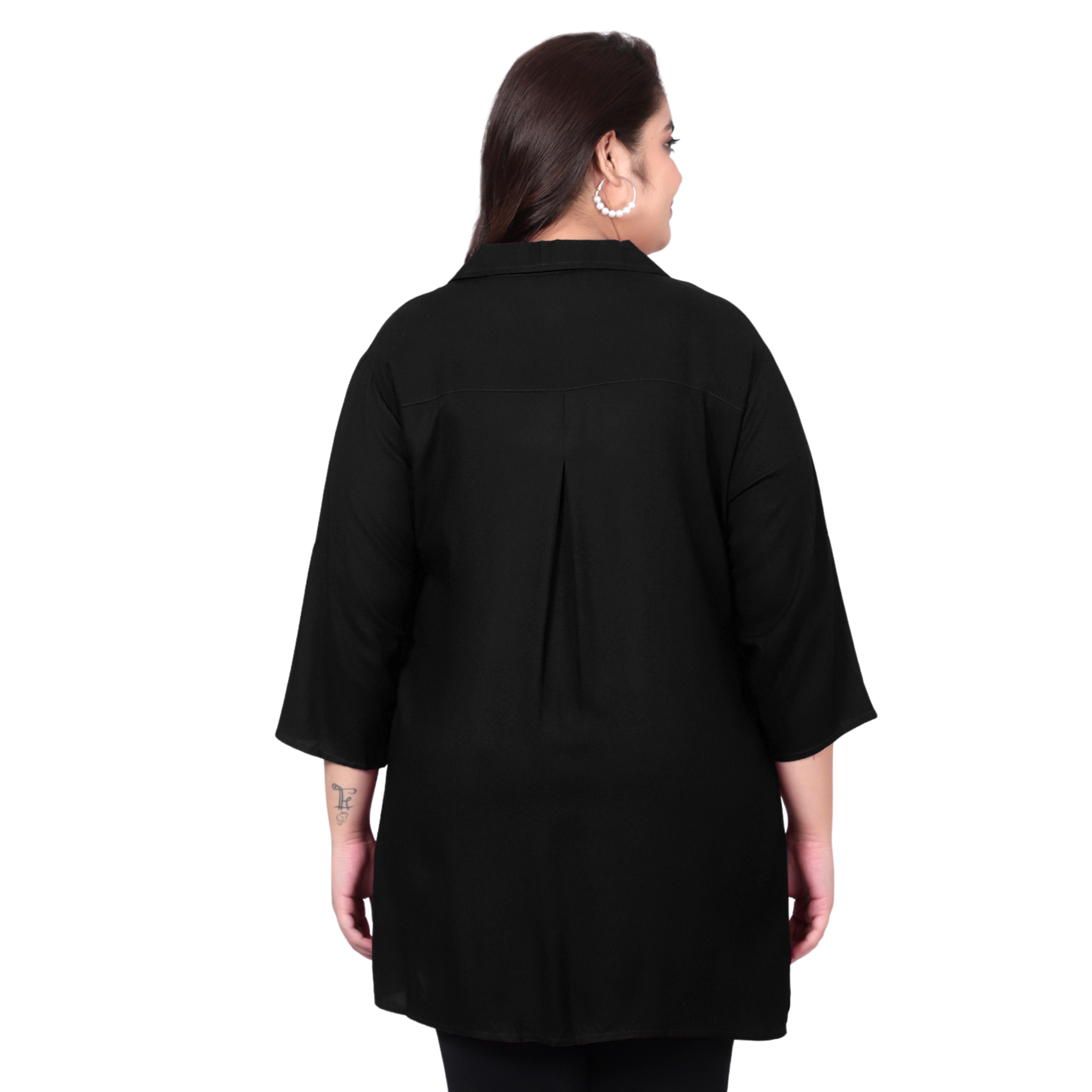 Black Longline Plus Size Shirt