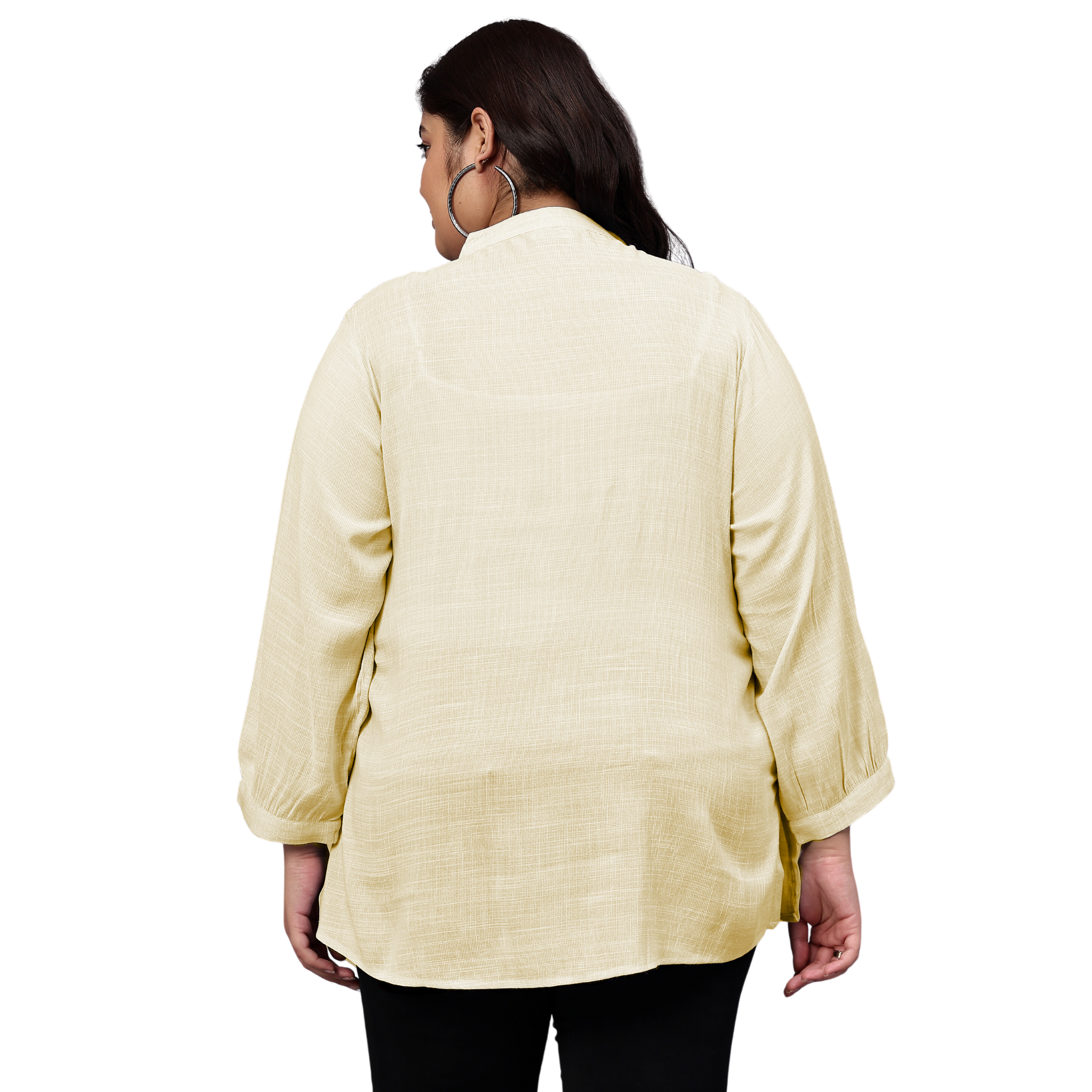 Yellow Floral Embroidered Plus Size Tunic