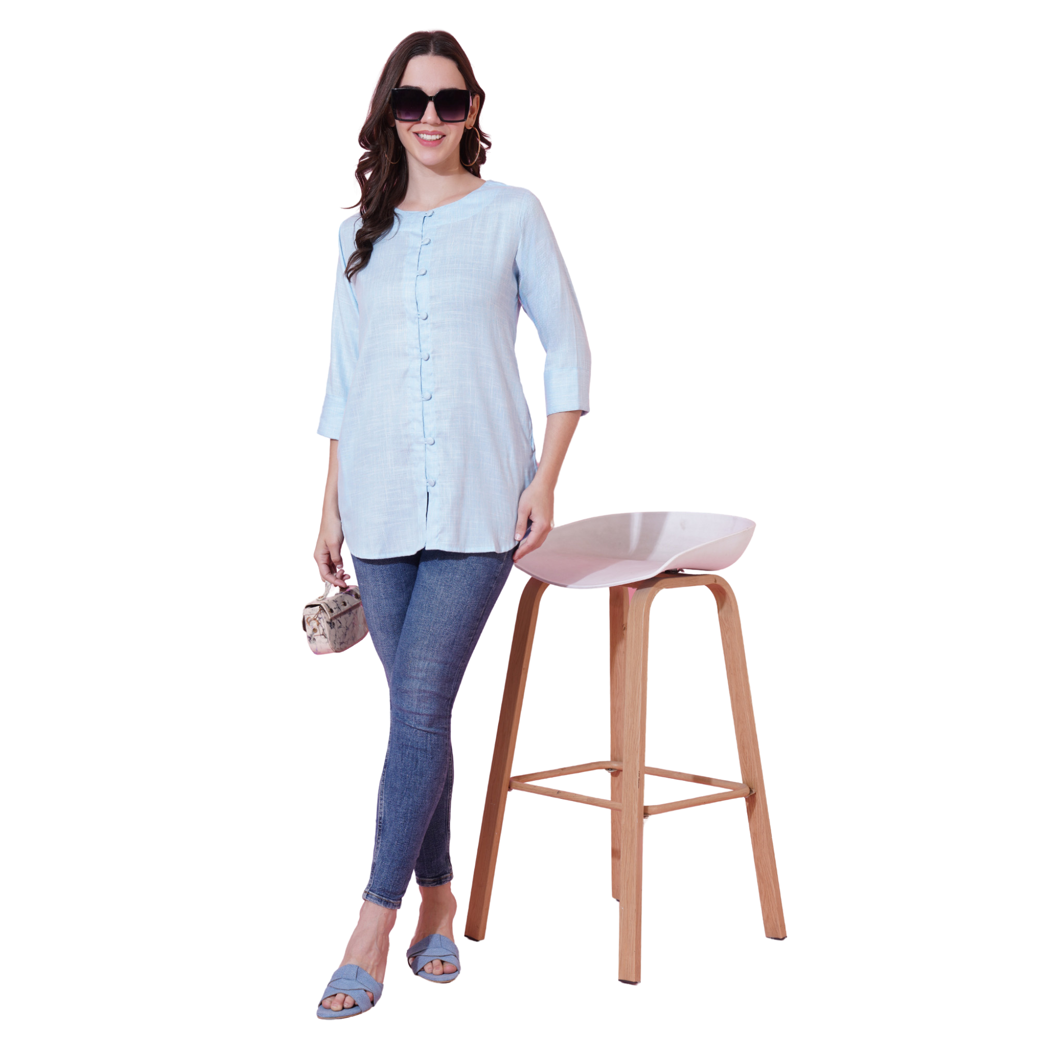 Blue Cotton Linen Tunic