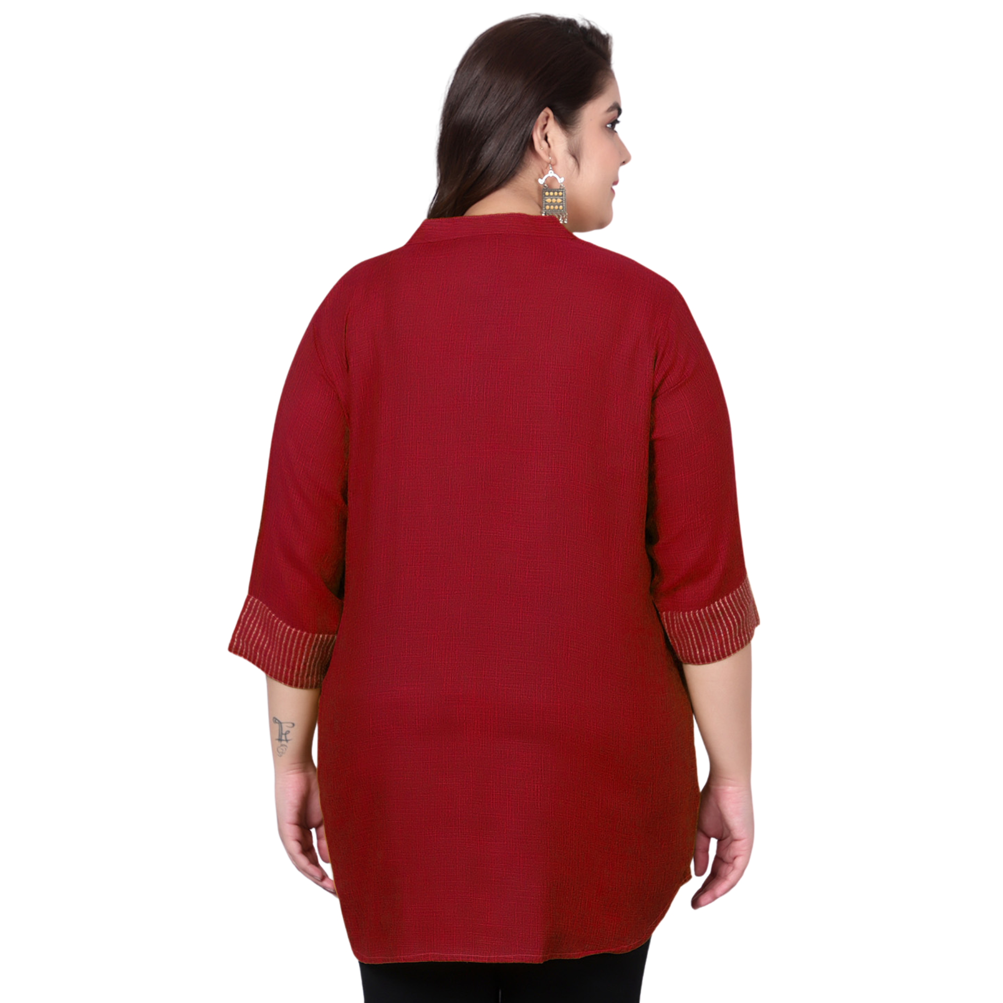 Maroon Embroidered Plus Size Tunic