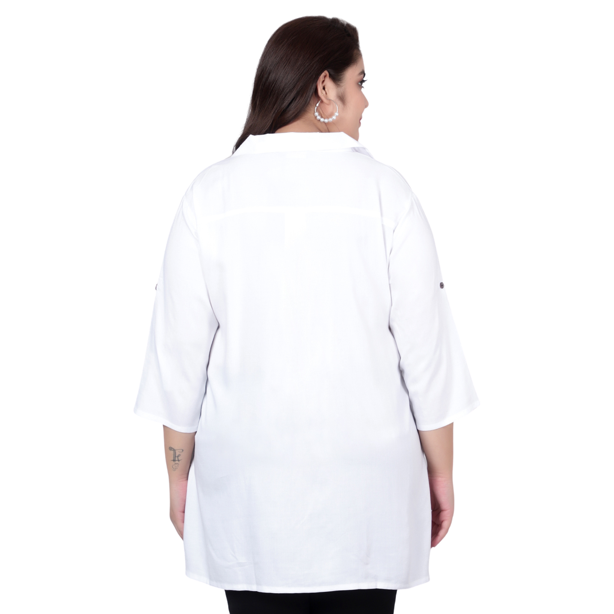 White Longline Plus Size Shirt