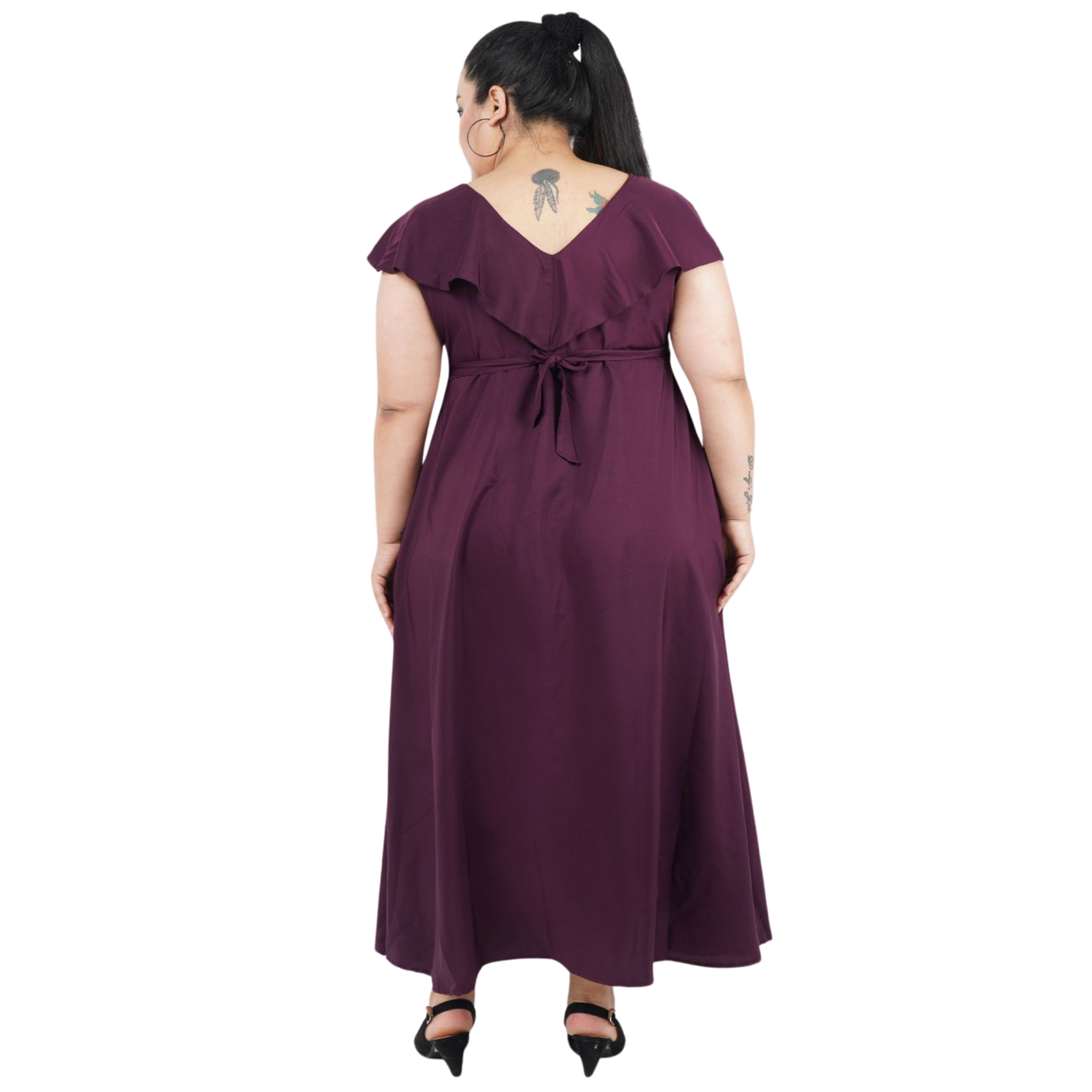 Purple Solid Maxi Plus Size Dress