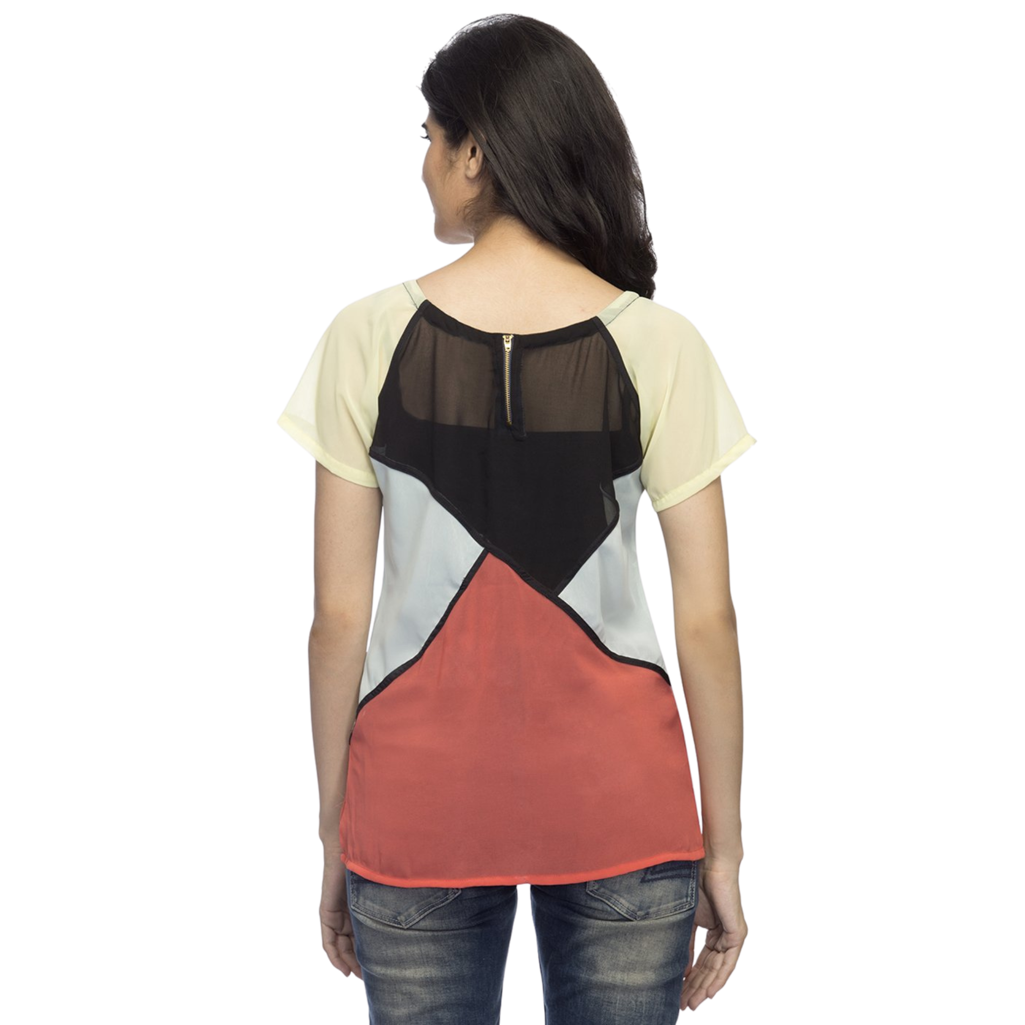 Red and Black Multicolor Top