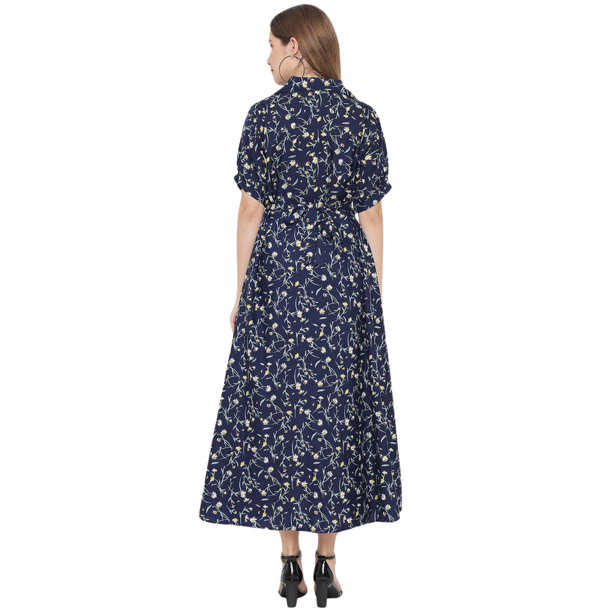 Blue Floral Fit And Flare Dress