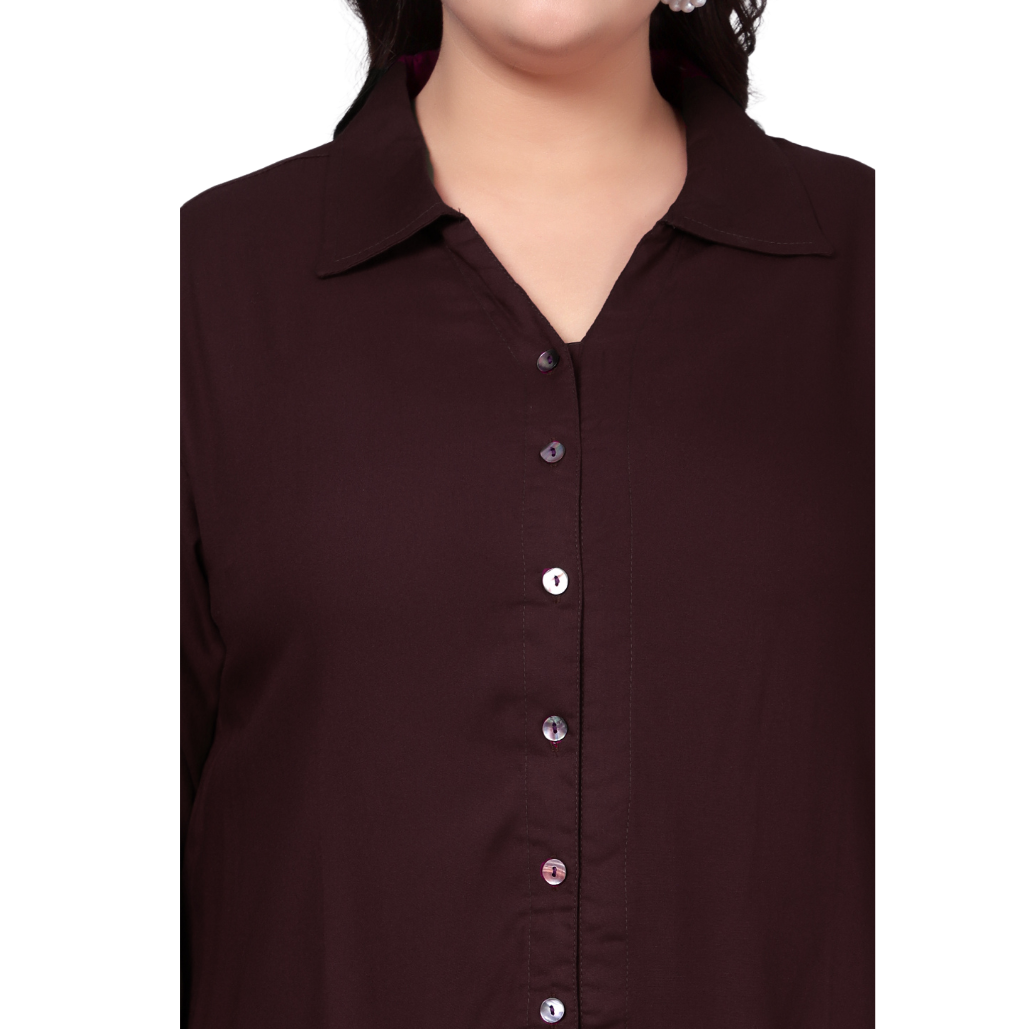 Brown Longline Plus Size Shirt