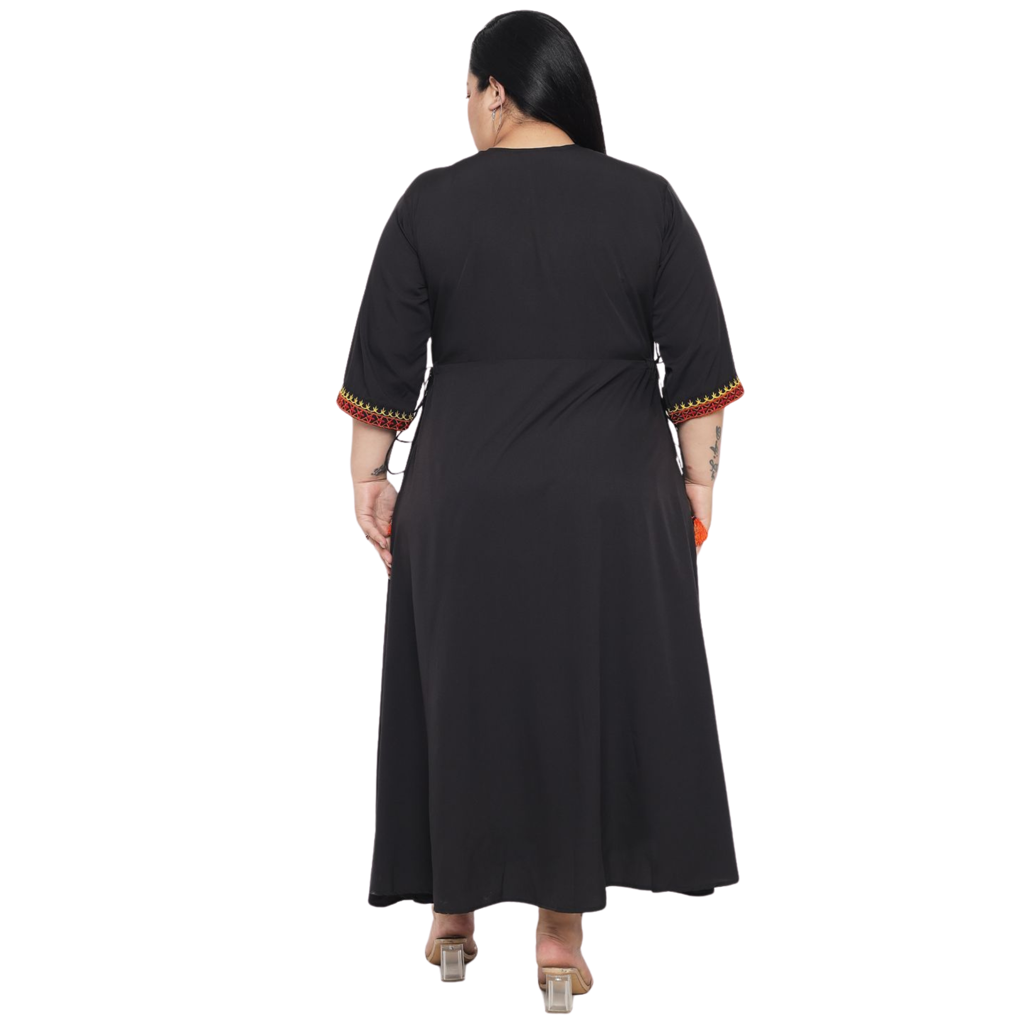 Black Embroidered Plus Size Dress