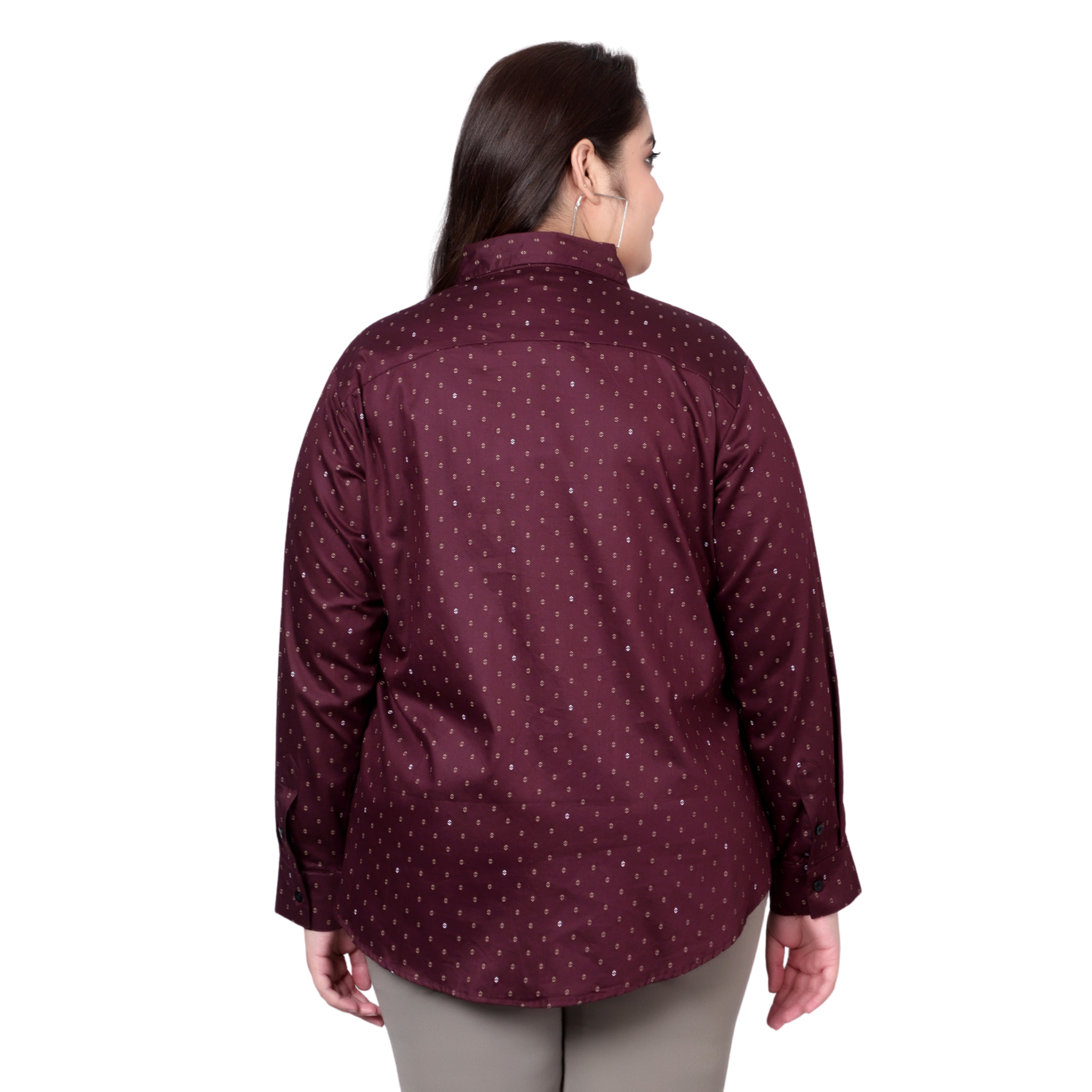 Purple Print Formal Plus Size Shirt