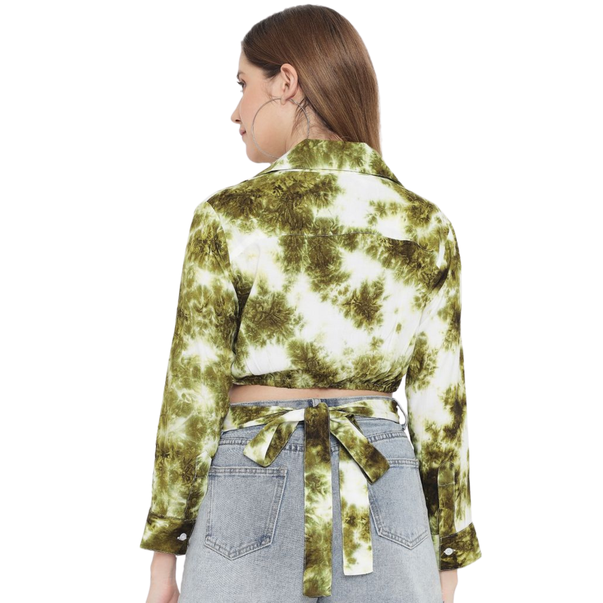 Green Tie Dye Crop Shirt